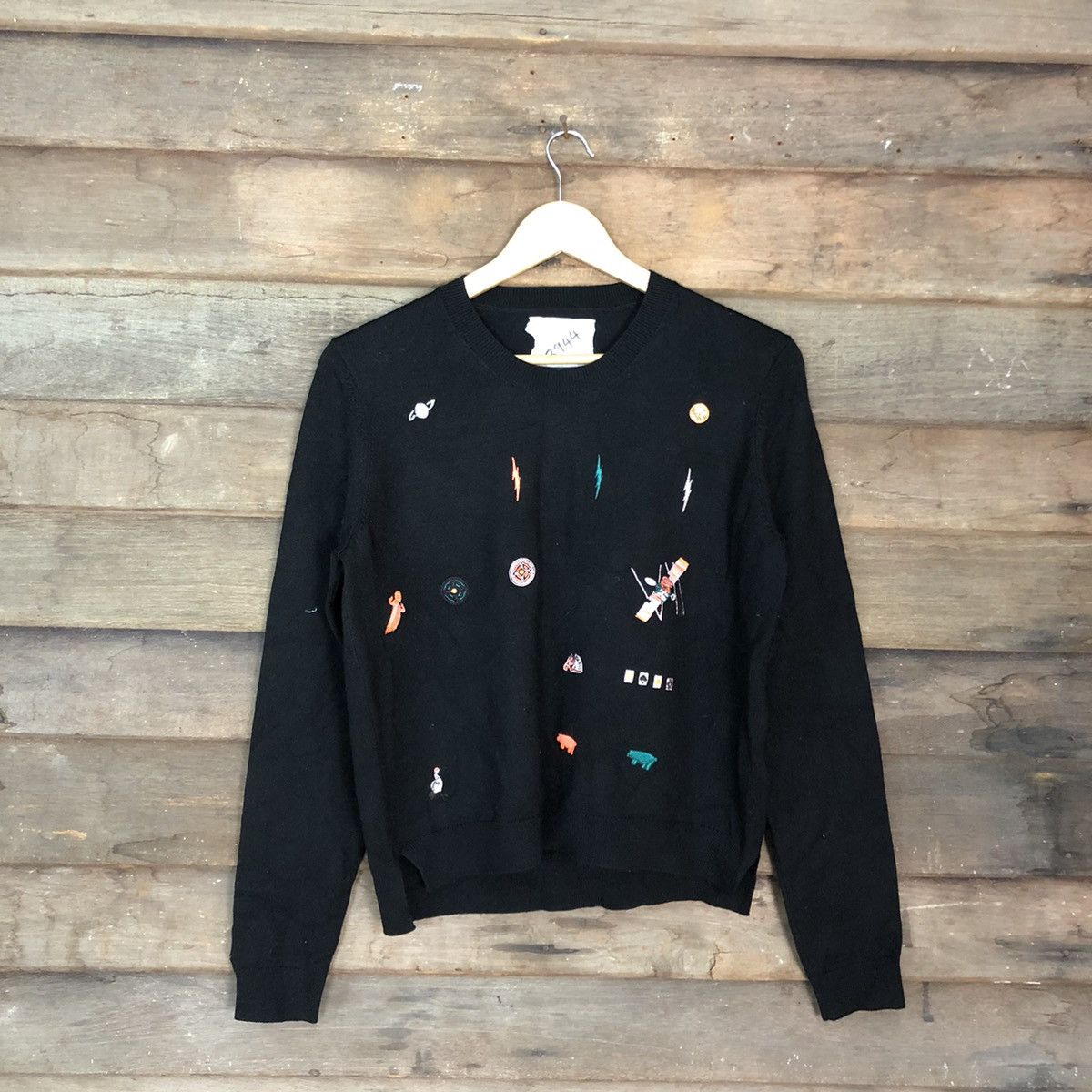 Homespun Knitwear × Japanese Brand × Vintage Japan vintage Black art sweatshirt Knitwear #3944 Size M / US 6-8 / IT 42-44 - 3 Thumbnail
