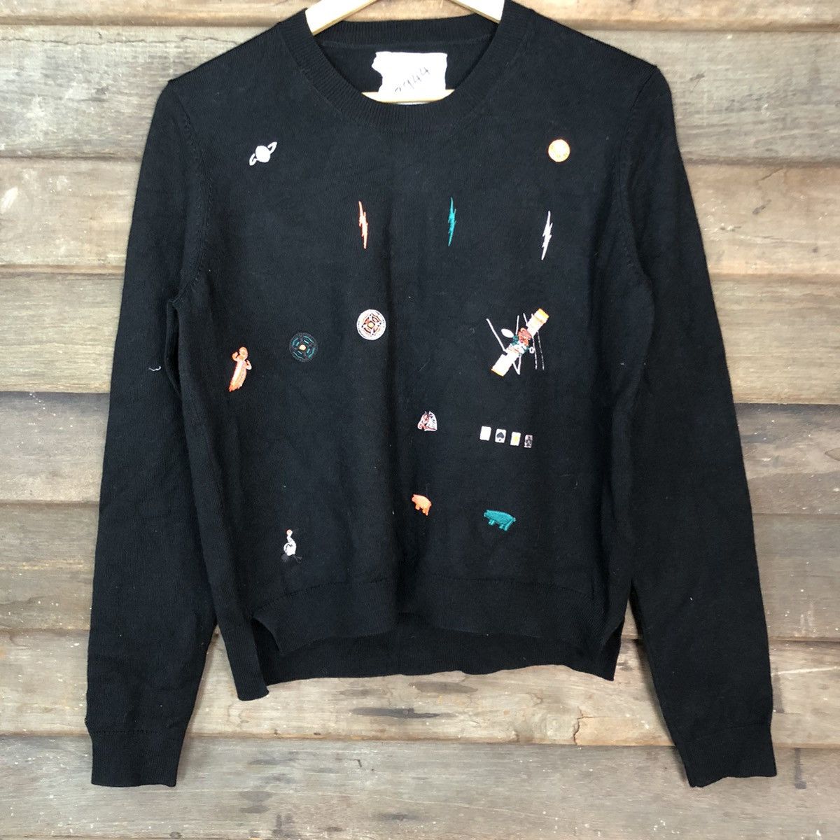 Homespun Knitwear × Japanese Brand × Vintage Japan vintage Black art sweatshirt Knitwear #3944 Size M / US 6-8 / IT 42-44 - 8 Thumbnail