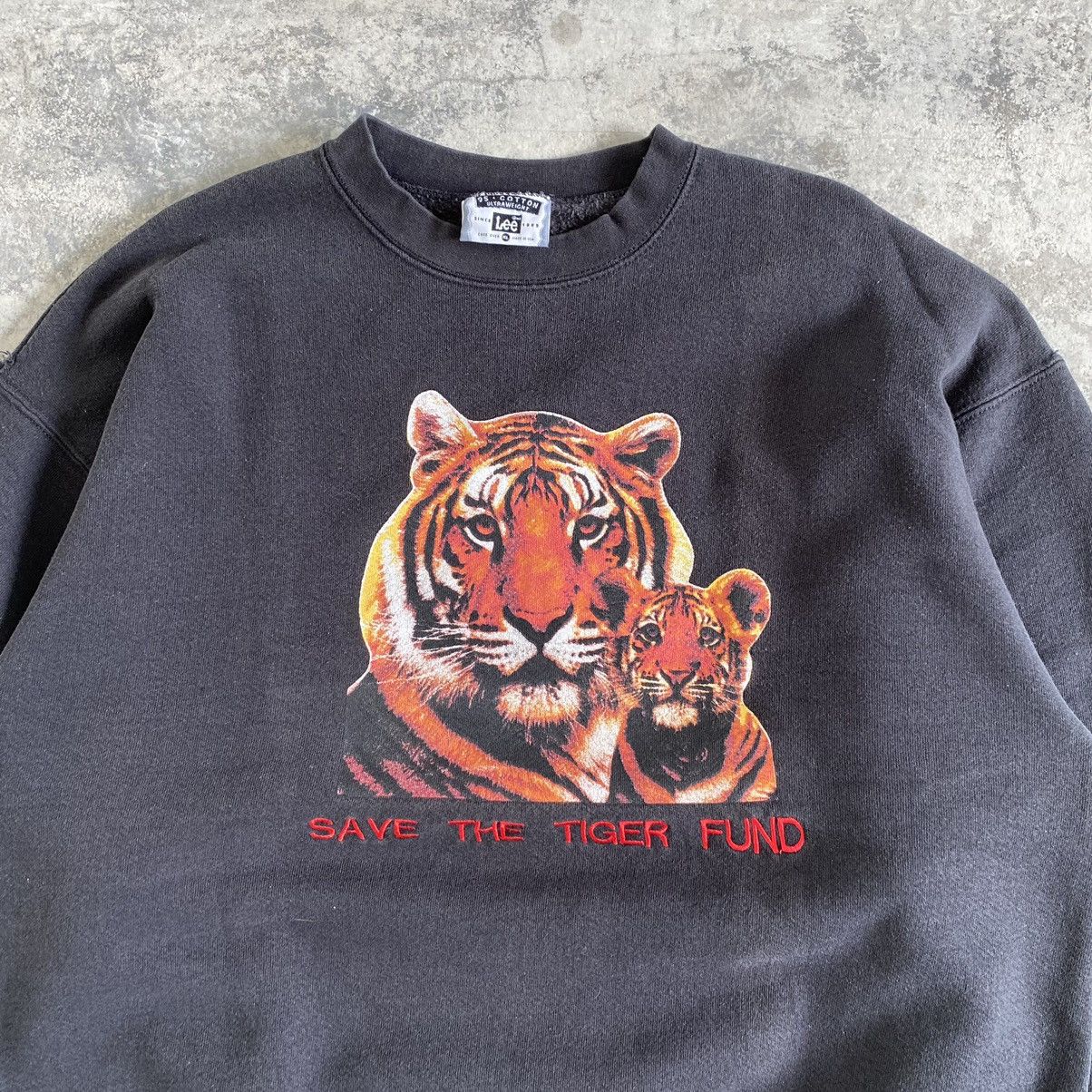 Vintage Vintage 90's Save The Tiger Crewneck Faded Sweatshirt Size US XL / EU 56 / 4 - 3 Thumbnail