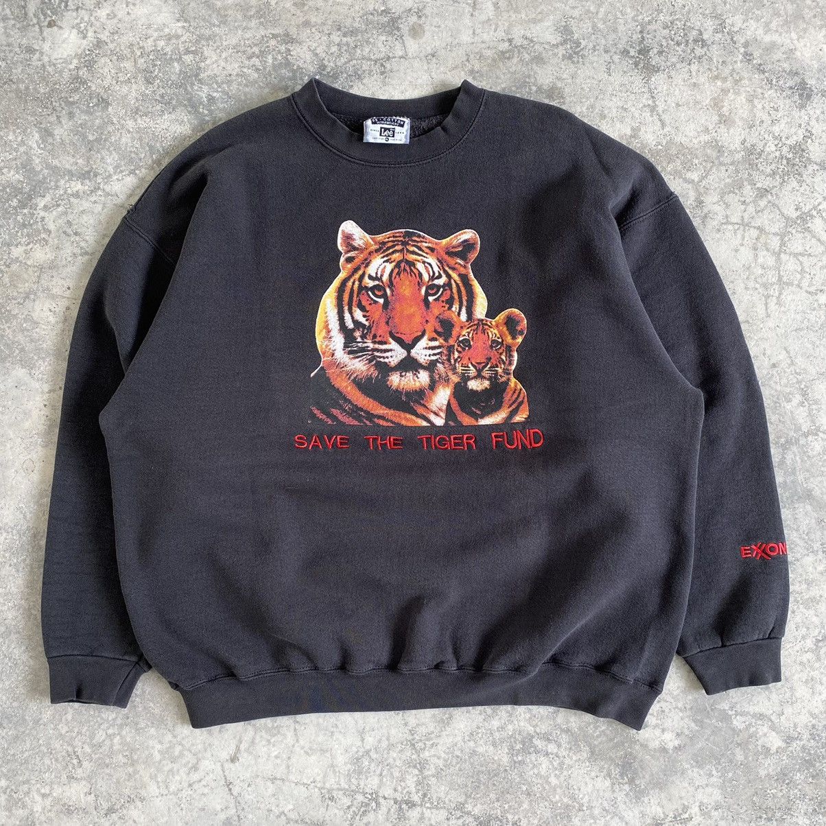 Vintage Vintage 90's Save The Tiger Crewneck Faded Sweatshirt Size US XL / EU 56 / 4 - 2 Thumbnail