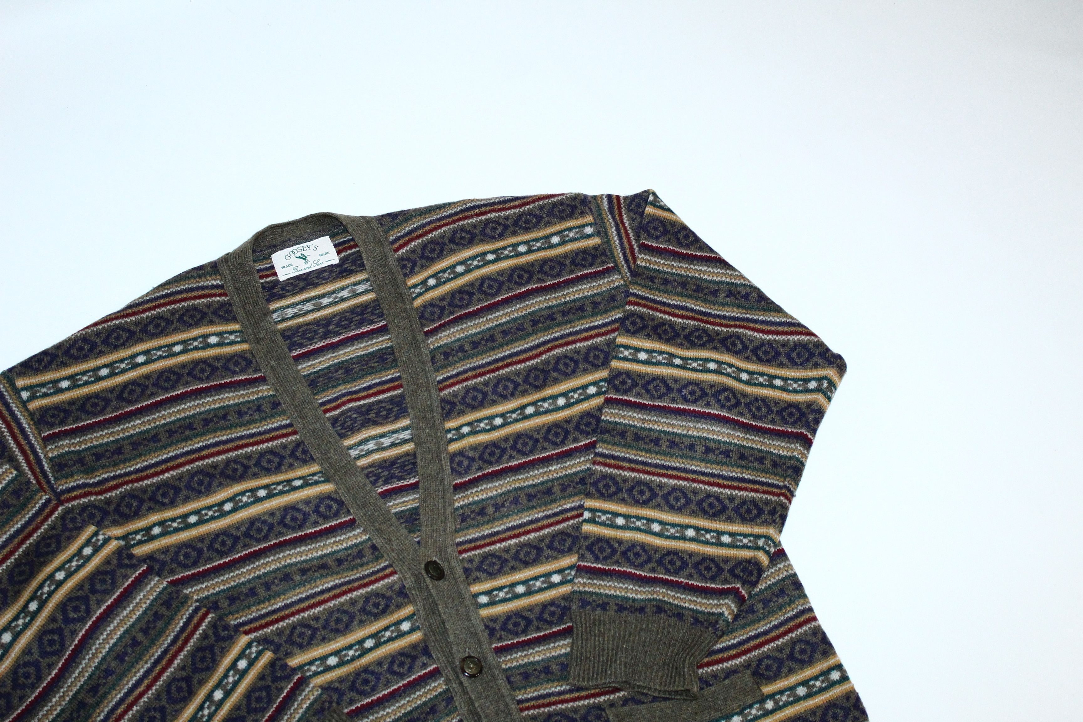 Homespun Knitwear VTG🔥Goosey's Trade Mark Coloured Knitted Cardigan Size US XL / EU 56 / 4 - 2 Thumbnail