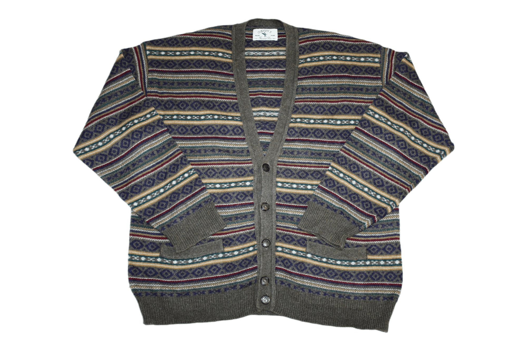 Homespun Knitwear VTG🔥Goosey's Trade Mark Coloured Knitted Cardigan Size US XL / EU 56 / 4 - 1 Thumbnail