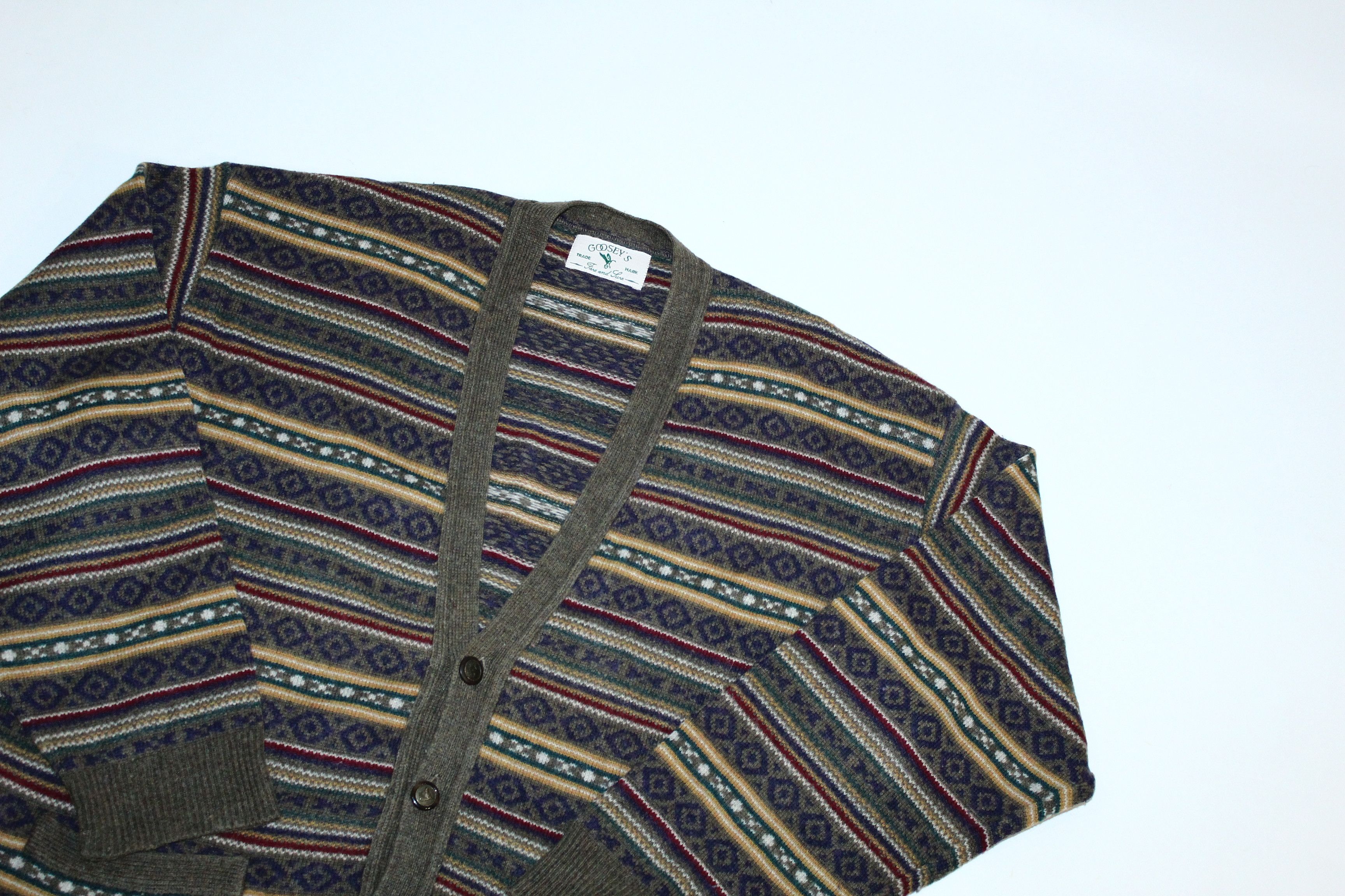Homespun Knitwear VTG🔥Goosey's Trade Mark Coloured Knitted Cardigan Size US XL / EU 56 / 4 - 3 Thumbnail