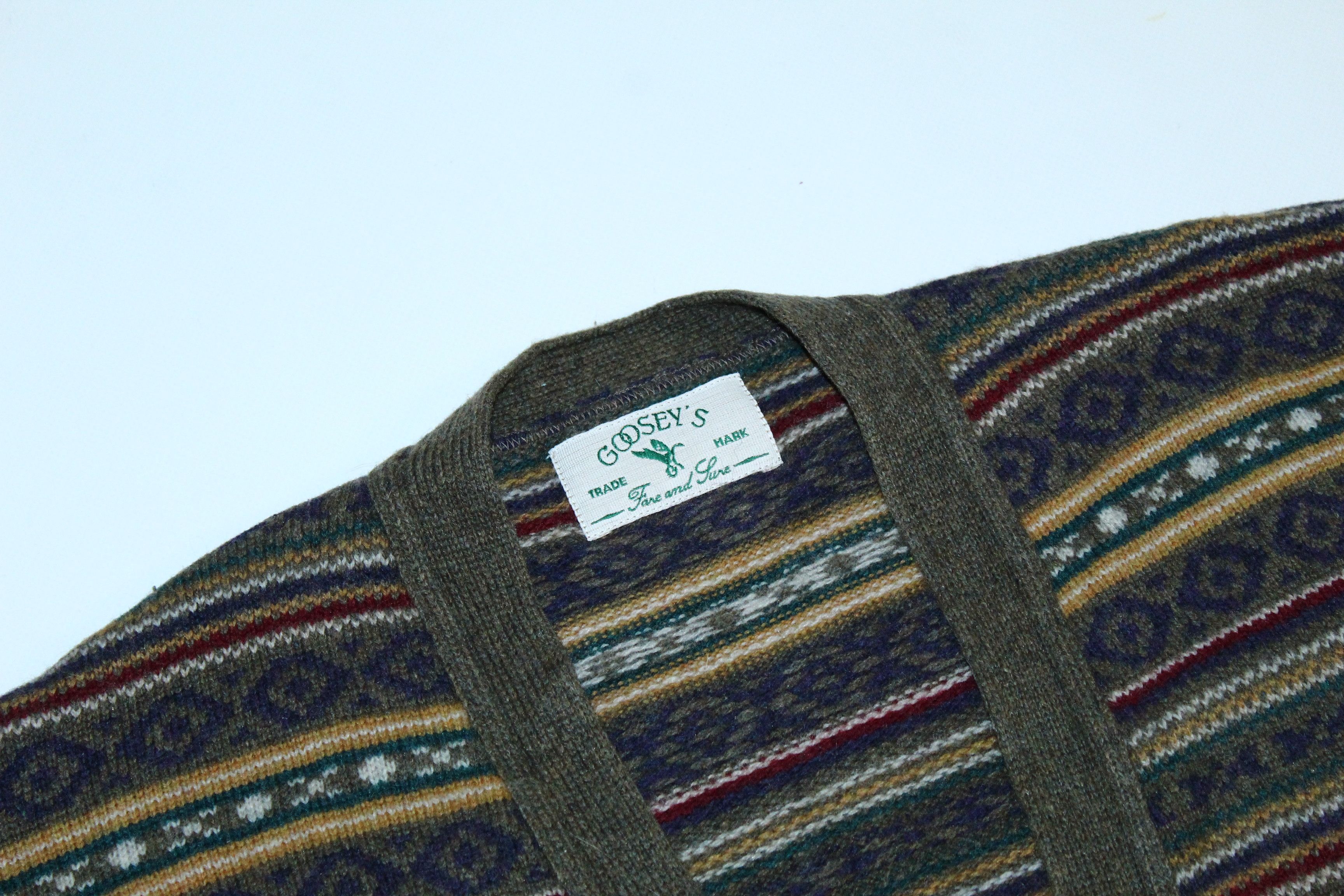 Homespun Knitwear VTG🔥Goosey's Trade Mark Coloured Knitted Cardigan Size US XL / EU 56 / 4 - 4 Thumbnail
