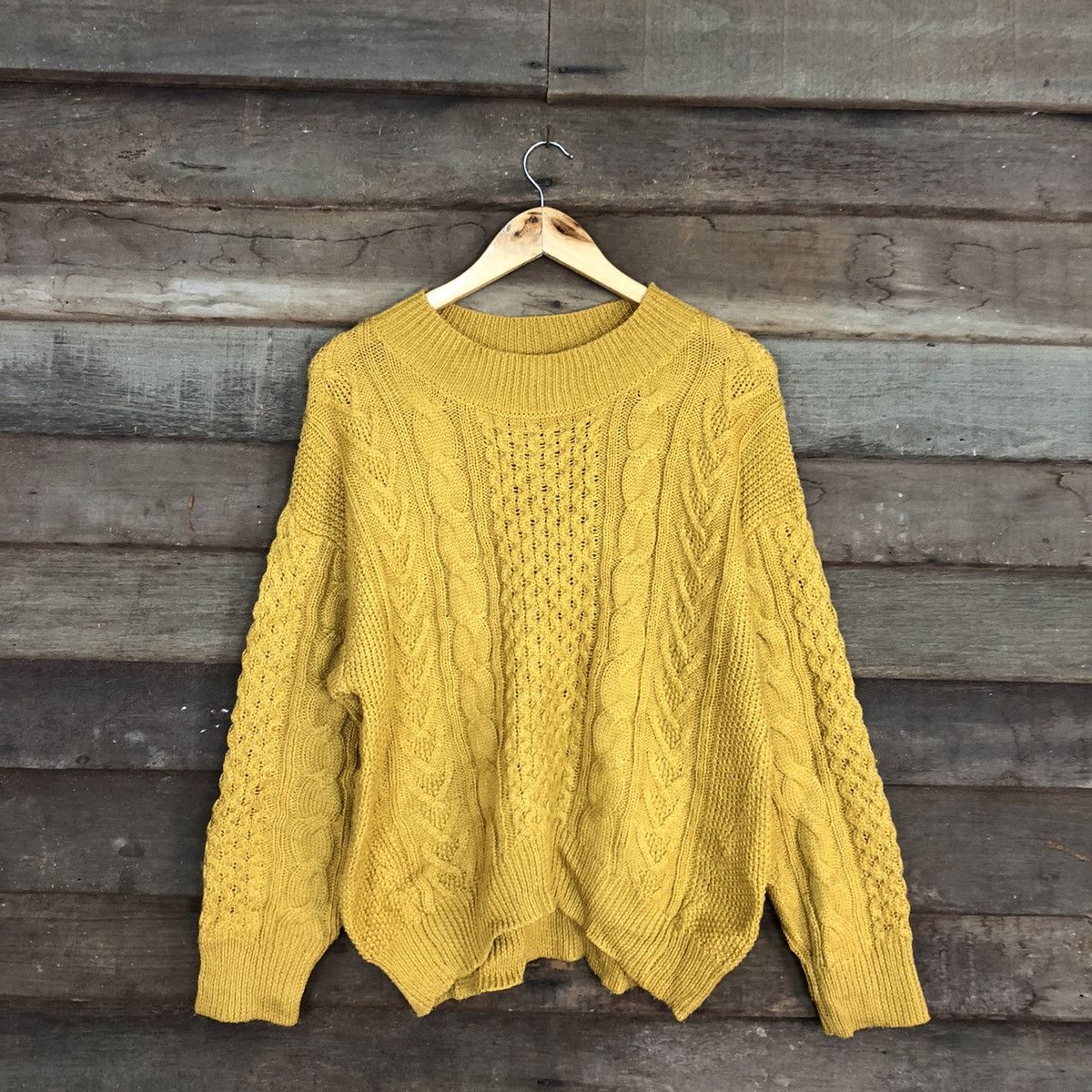 Aran Isles Knitwear × Global Work × Homespun Knitwear Global Work aran isle cable knitwear mustard size L#3942 Size US L / EU 52-54 / 3 - 3 Thumbnail