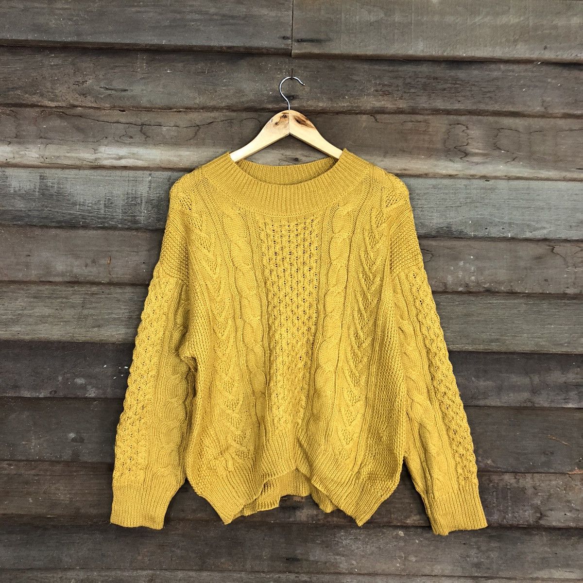 Aran Isles Knitwear × Global Work × Homespun Knitwear Global Work aran isle cable knitwear mustard size L#3942 Size US L / EU 52-54 / 3 - 1 Thumbnail