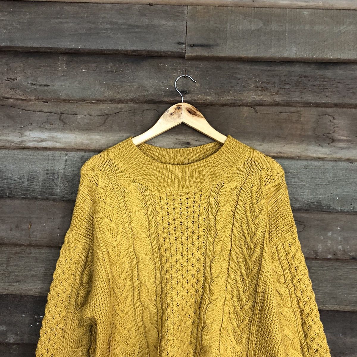 Aran Isles Knitwear × Global Work × Homespun Knitwear Global Work aran isle cable knitwear mustard size L#3942 Size US L / EU 52-54 / 3 - 2 Thumbnail