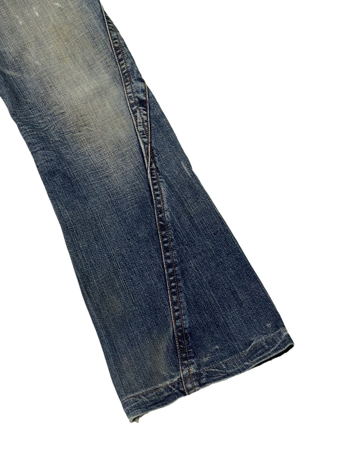 Japanese Brand Flare Jeans Michel Klein Distres Clawmark Denim Leather 5🟦0 Size US 31 - 14 Thumbnail