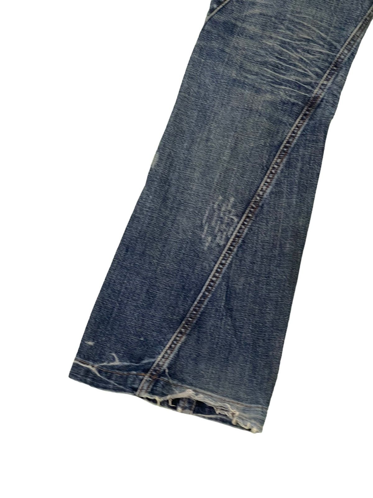 Japanese Brand Flare Jeans Michel Klein Distres Clawmark Denim Leather 5🟦0 Size US 31 - 5 Thumbnail