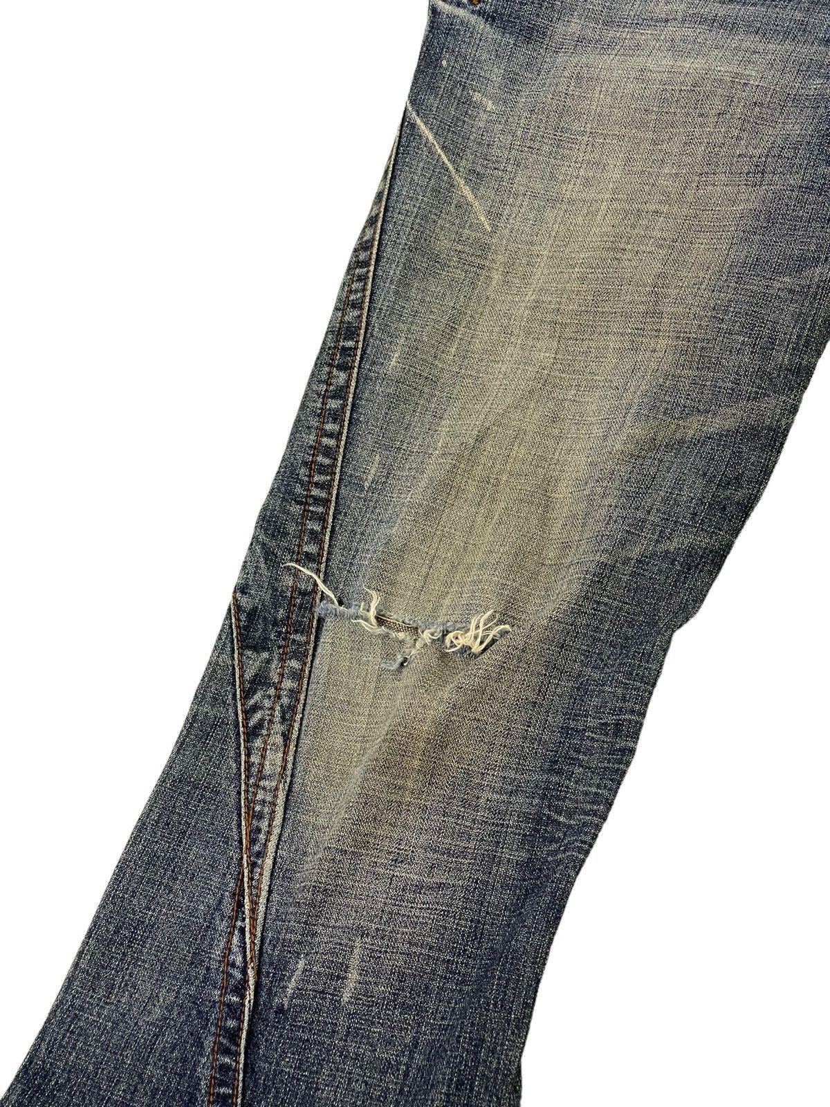 Japanese Brand Flare Jeans Michel Klein Distres Clawmark Denim Leather 5🟦0 Size US 31 - 16 Thumbnail