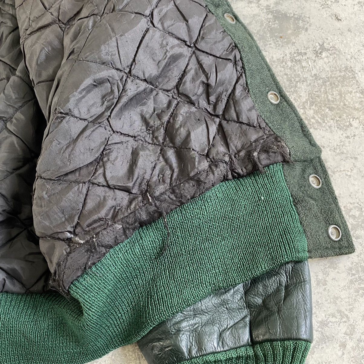 Vintage Vintage Crescent Hybrid Leather Varsity Jacket Wool Size US L / EU 52-54 / 3 - 12 Thumbnail