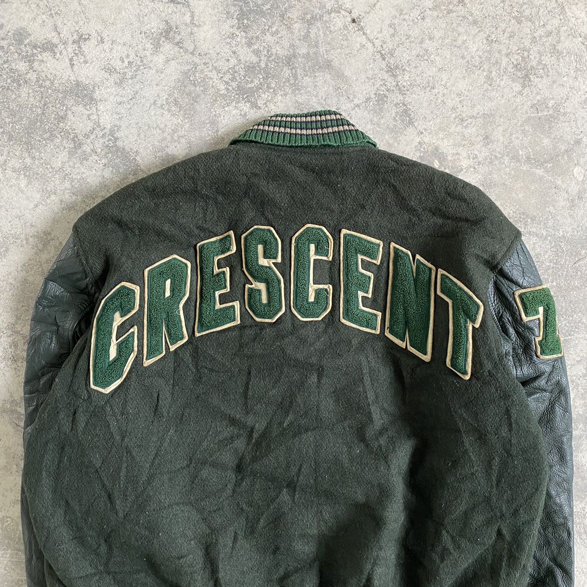 Vintage Vintage Crescent Hybrid Leather Varsity Jacket Wool Size US L / EU 52-54 / 3 - 9 Thumbnail