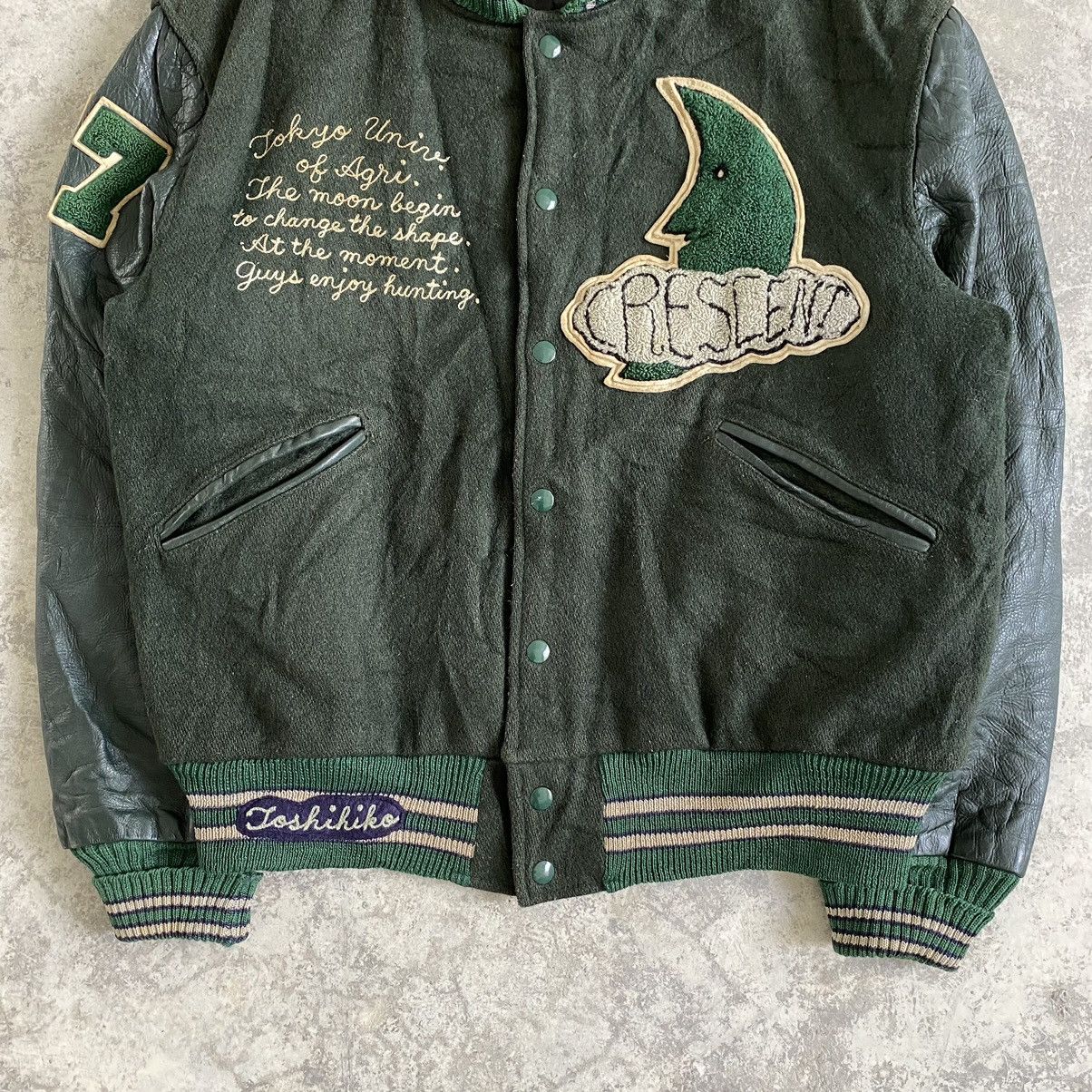 Vintage Vintage Crescent Hybrid Leather Varsity Jacket Wool Size US L / EU 52-54 / 3 - 4 Thumbnail
