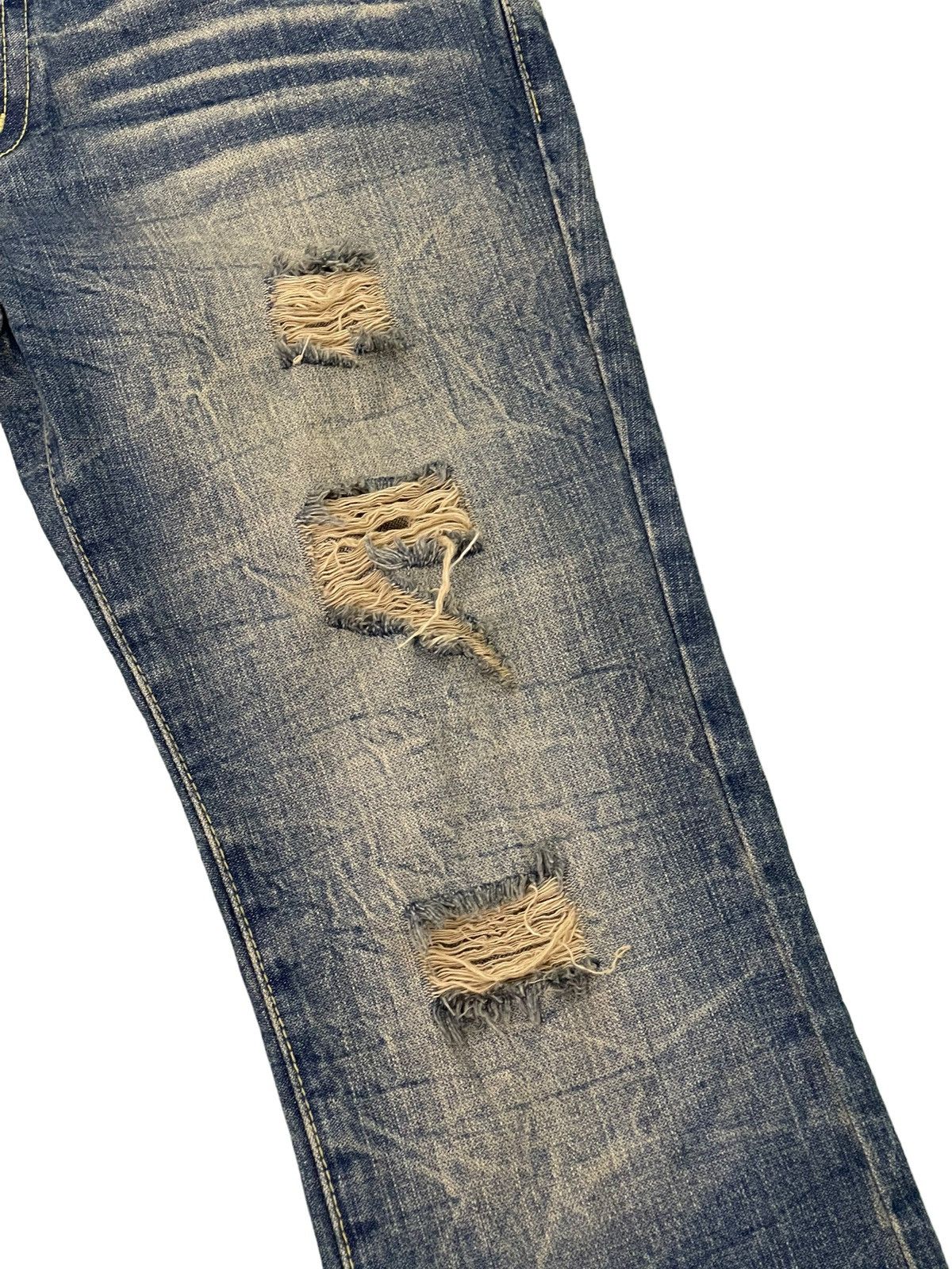 Japanese Brand Flare Jeans Pinball Acid Wash Distress Denim Boot Cut 5🟦0 Size US 34 / EU 50 - 7 Thumbnail