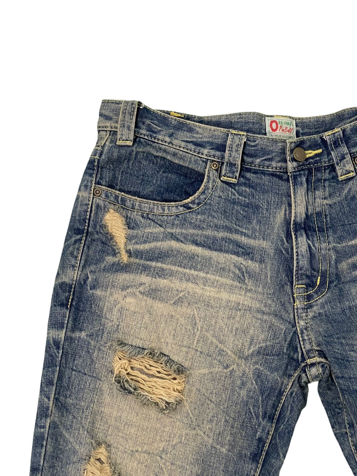 Japanese Brand Flare Jeans Pinball Acid Wash Distress Denim Boot Cut 5🟦0 Size US 34 / EU 50 - 8 Thumbnail