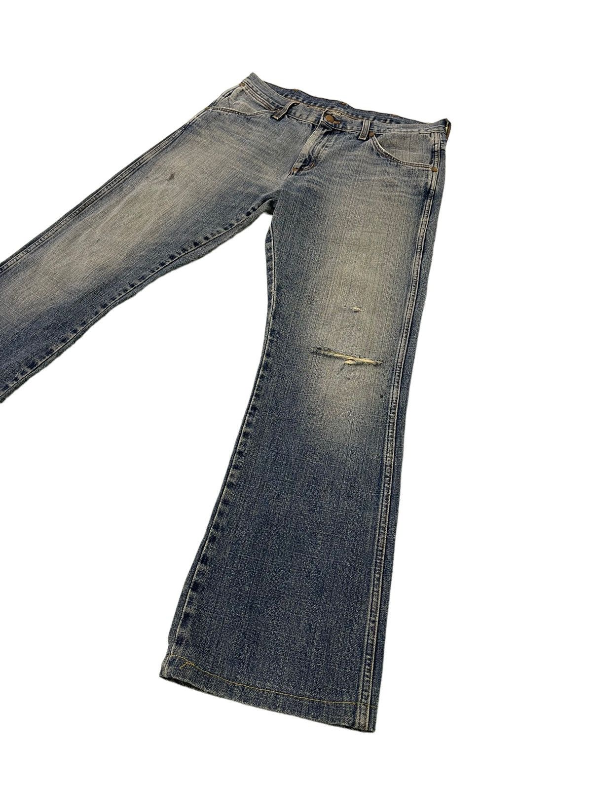 Japanese Brand Flare Jeans Vtg Wrangler Distress Denim Boot Cut 5🟦0 Size US 34 / EU 50 - 1 Thumbnail