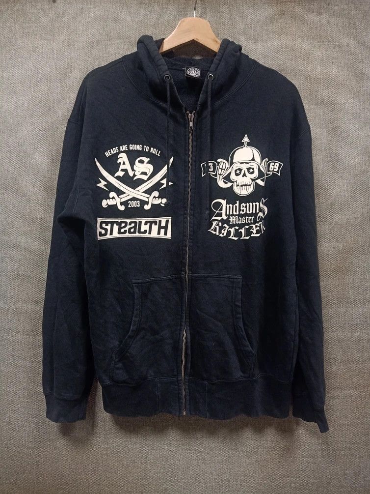 ANDSUNS vintage sweatshirt hoodie andsun resistance skulls Size US L / EU 52-54 / 3 - 1 Thumbnail