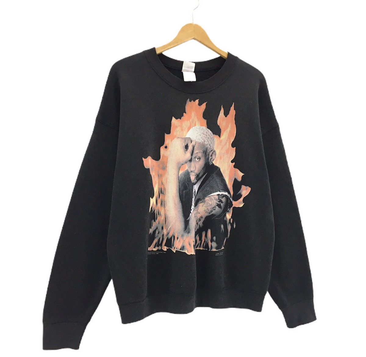 NBA Vintage 90s Dennis Rodman Fire Basketball Players Sweatshirt Size US L / EU 52-54 / 3 - 4 Thumbnail