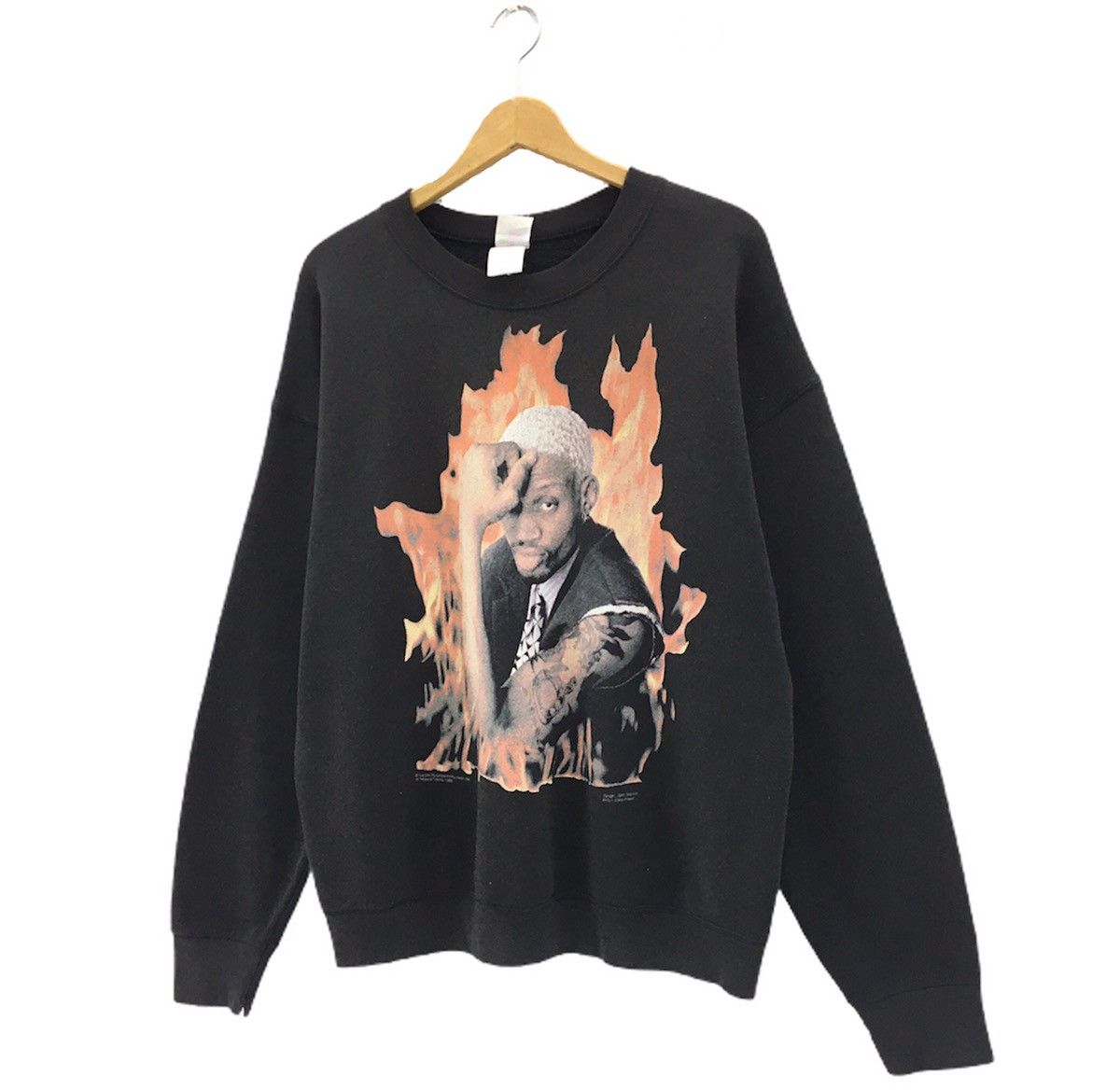 NBA Vintage 90s Dennis Rodman Fire Basketball Players Sweatshirt Size US L / EU 52-54 / 3 - 3 Thumbnail