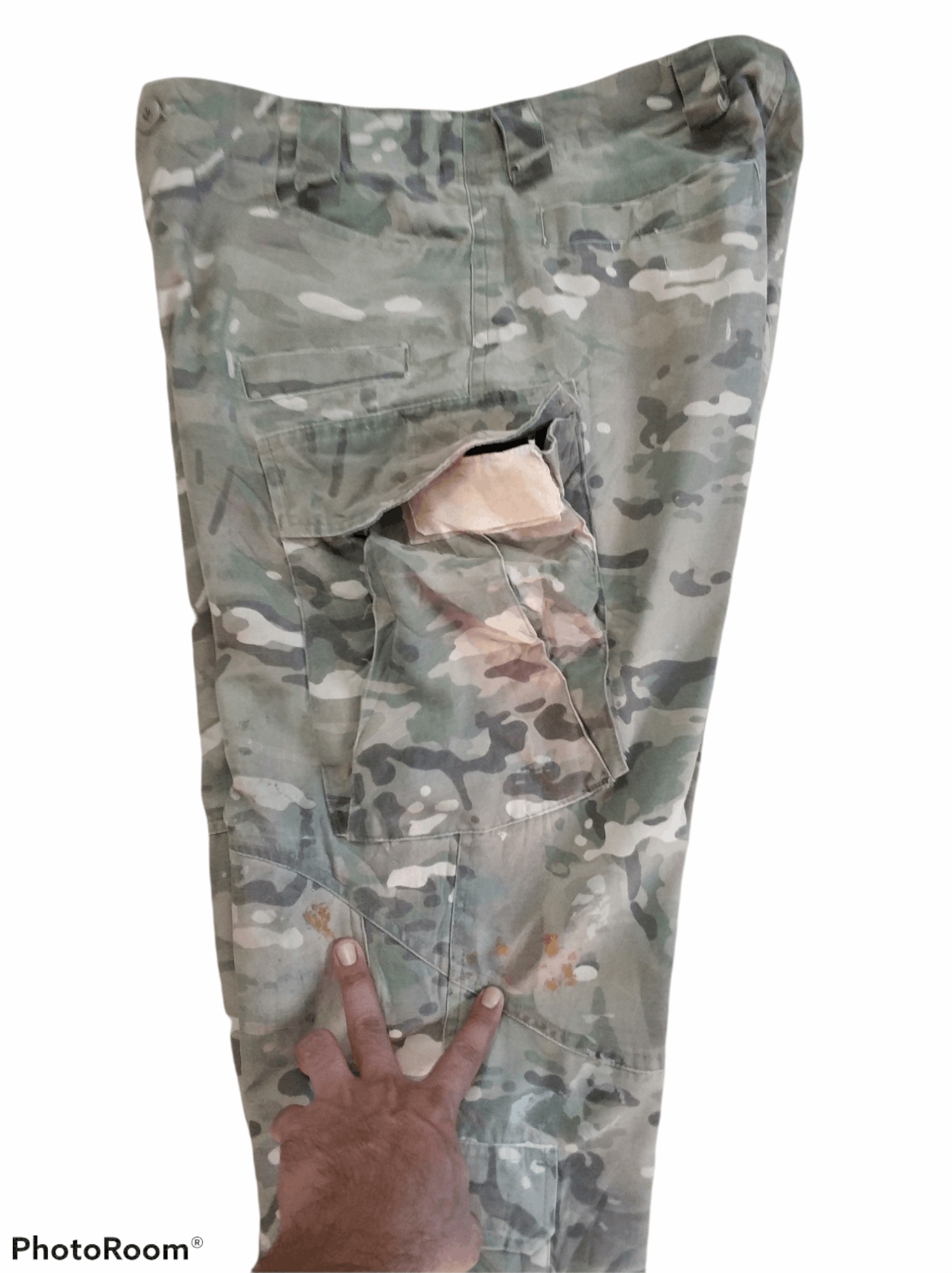 Japanese Brand 🔥Distressed Double Knee Camo 10 Pockets Cargo Pants Size US 31 - 6 Thumbnail