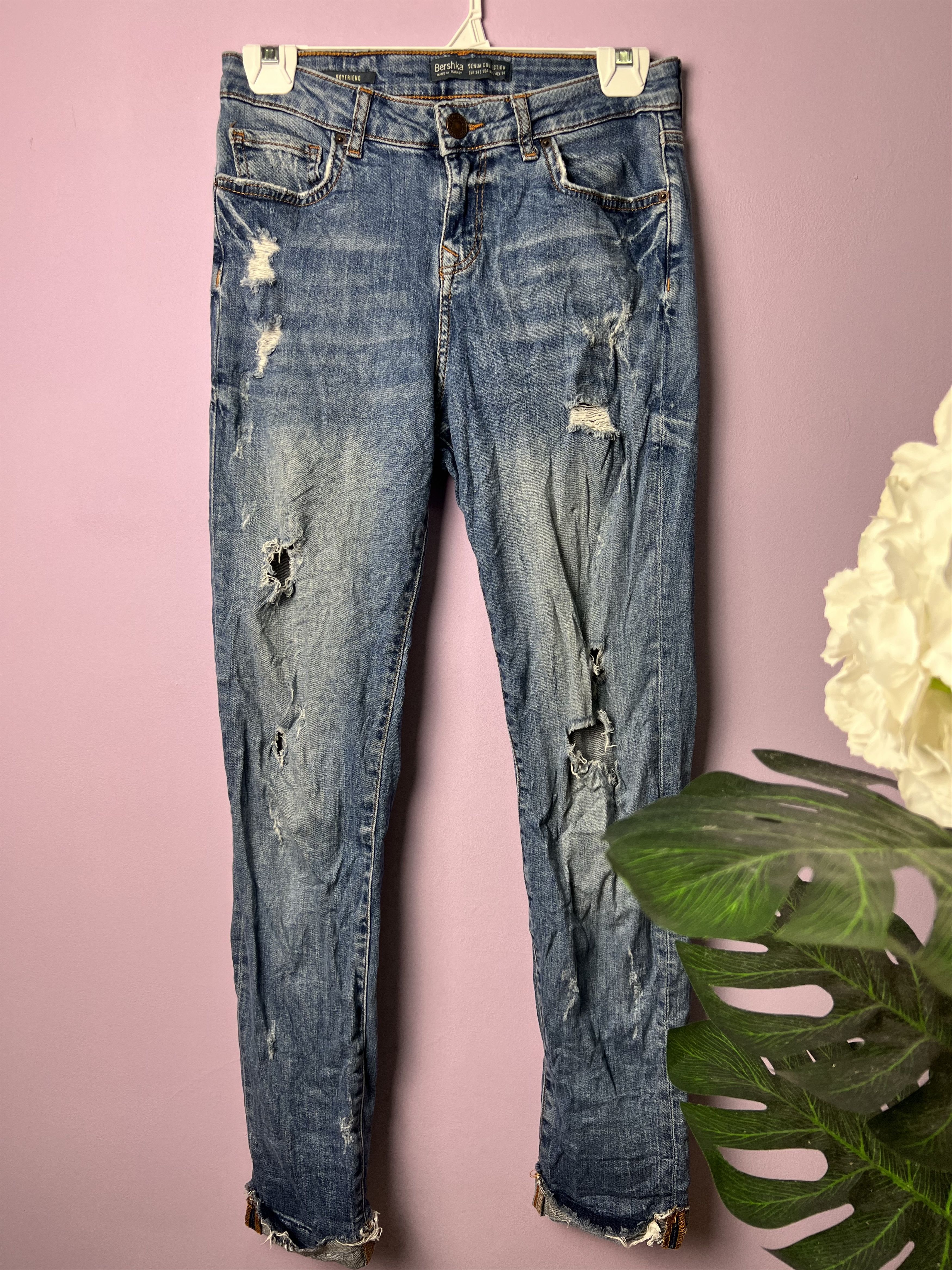 Bershka 🔥Vintage Stretchable Bershka Distressed Denim Size 27" / US 4 / IT 40 - 2 Thumbnail