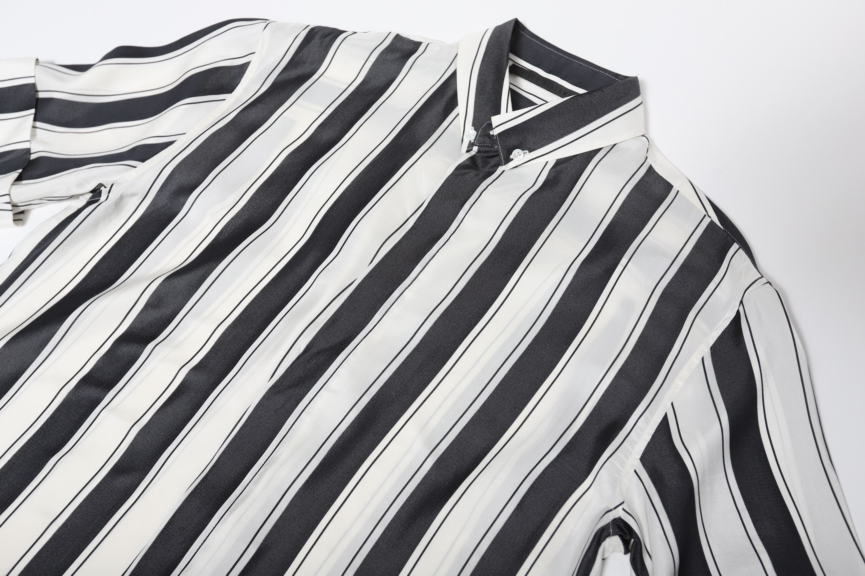 Haider Ackermann SS17 Black White Striped Silk Shirt Size US S / EU 44-46 / 1 - 4 Thumbnail