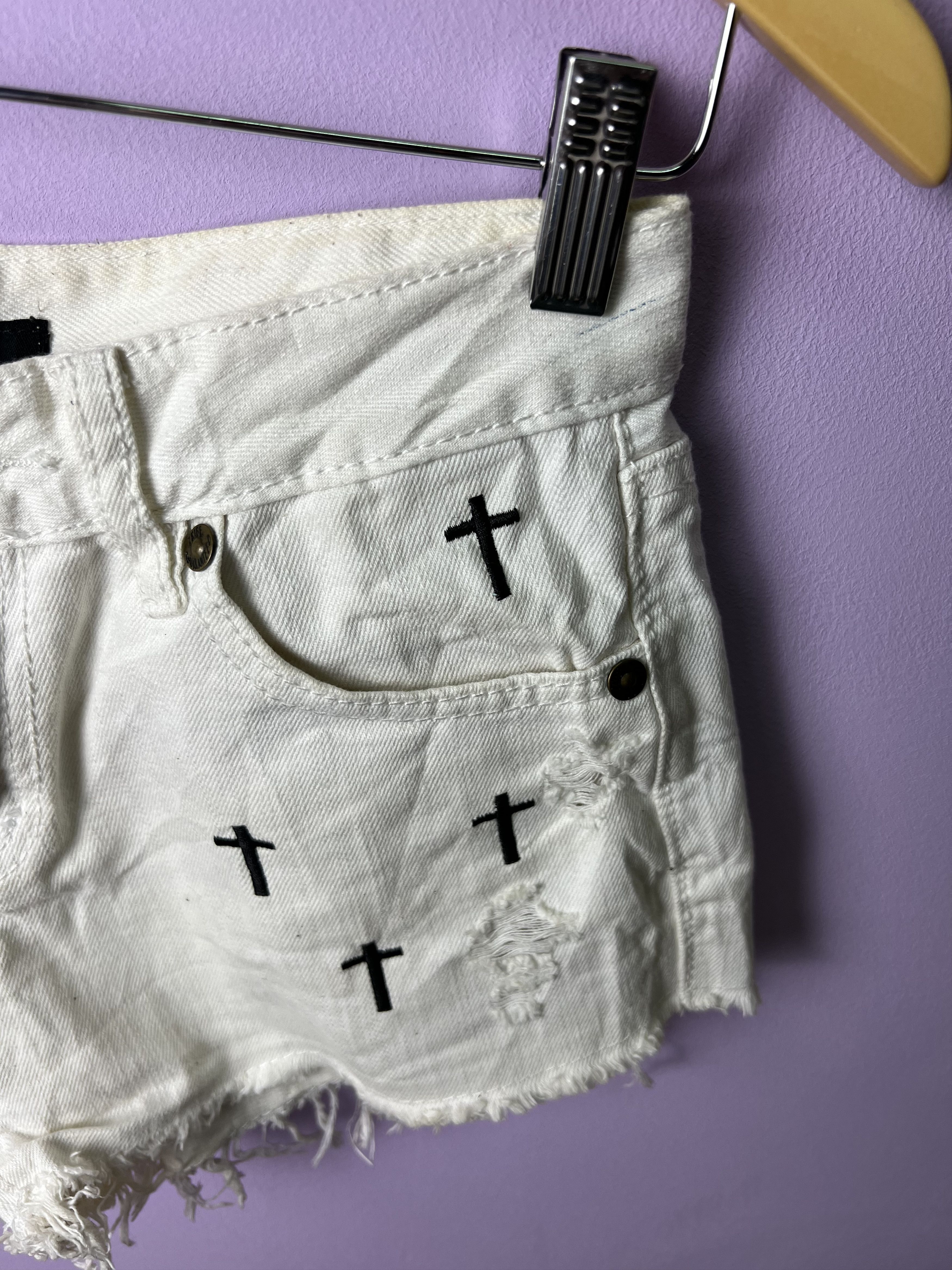 Japanese Brand 🔥Tribe Full Cross Embroidery Short Denim Size 28" / US 6 / IT 42 - 5 Thumbnail