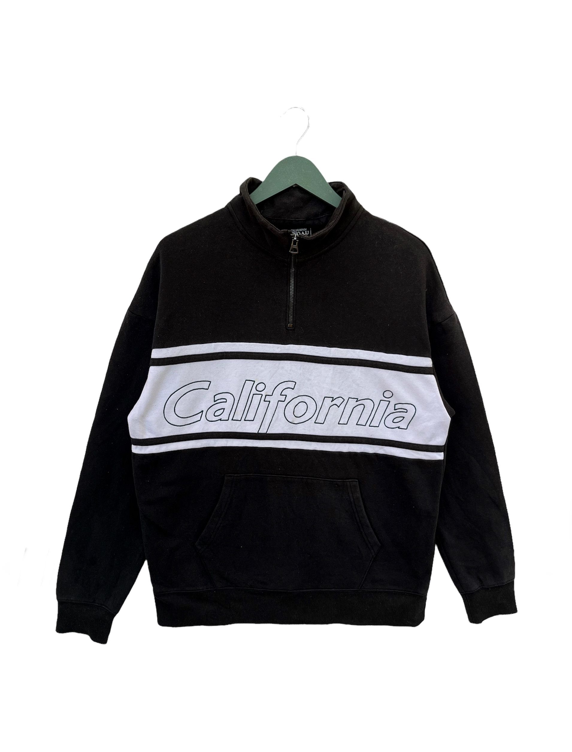 image of California Republic Vintage Y2K Half Zip California Sweatshirt in Black, Men's (Size Medium)