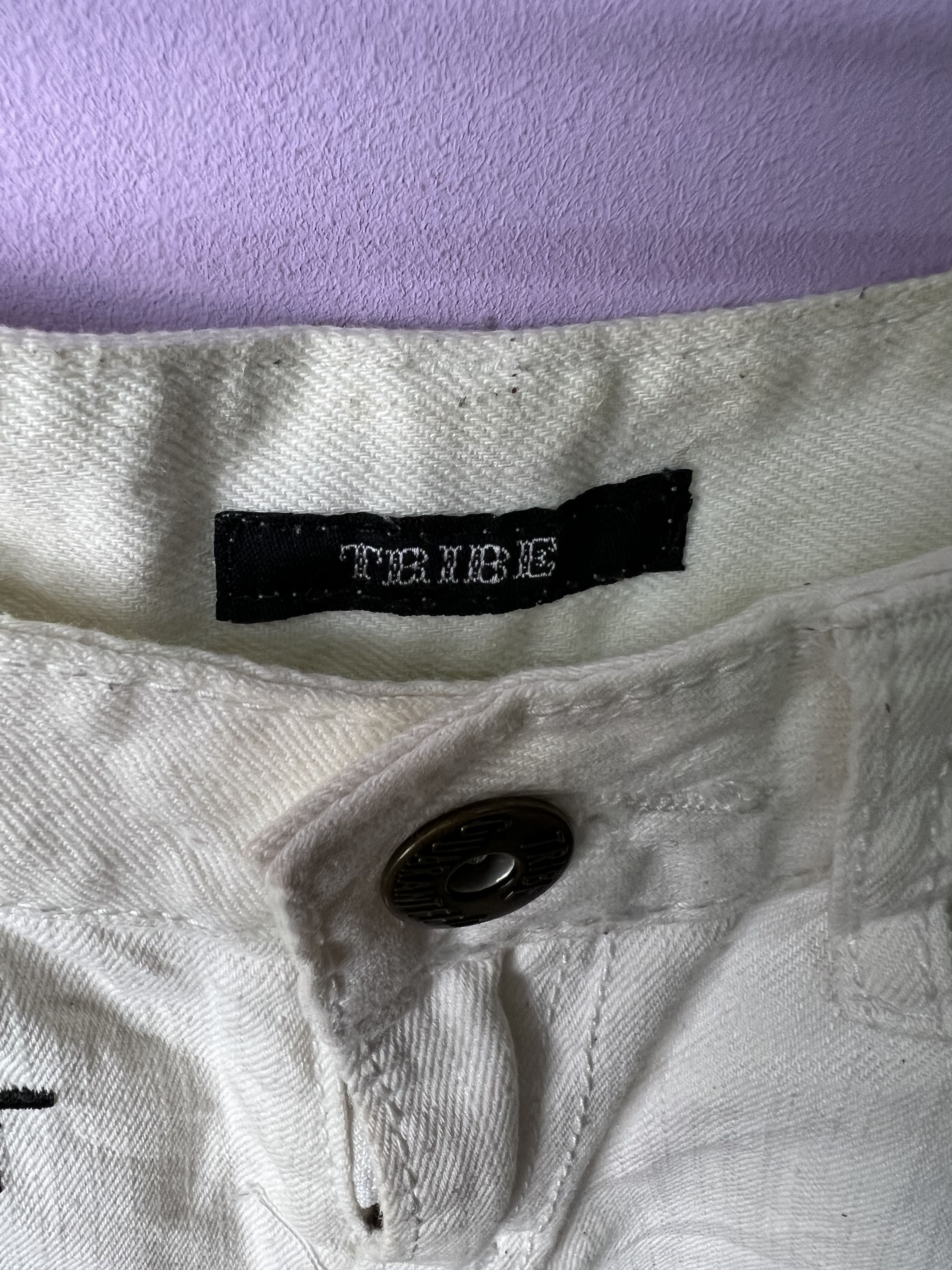 Japanese Brand 🔥Tribe Full Cross Embroidery Short Denim Size 27" / US 4 / IT 40 - 8 Thumbnail