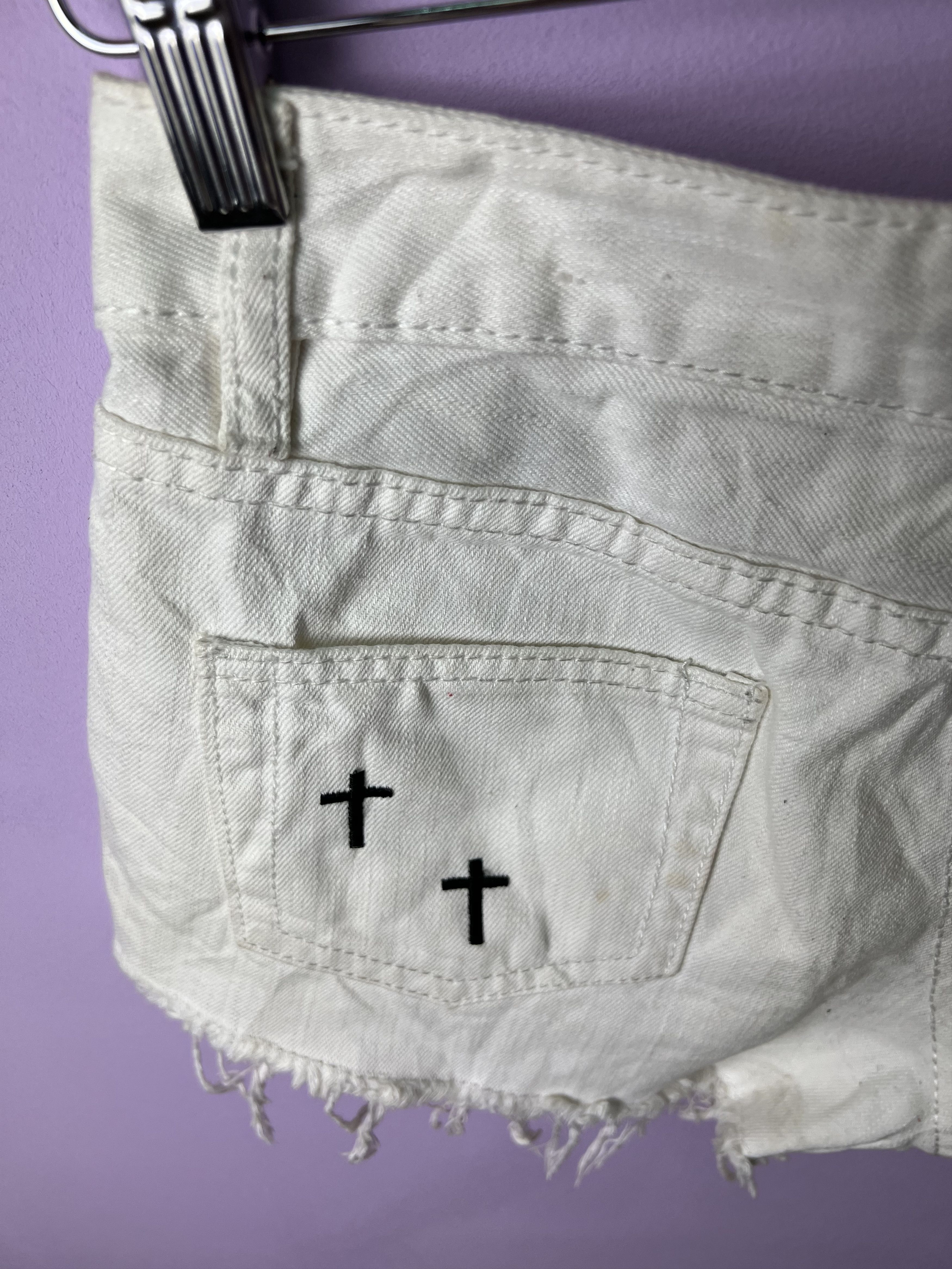 Japanese Brand 🔥Tribe Full Cross Embroidery Short Denim Size 27" / US 4 / IT 40 - 10 Thumbnail