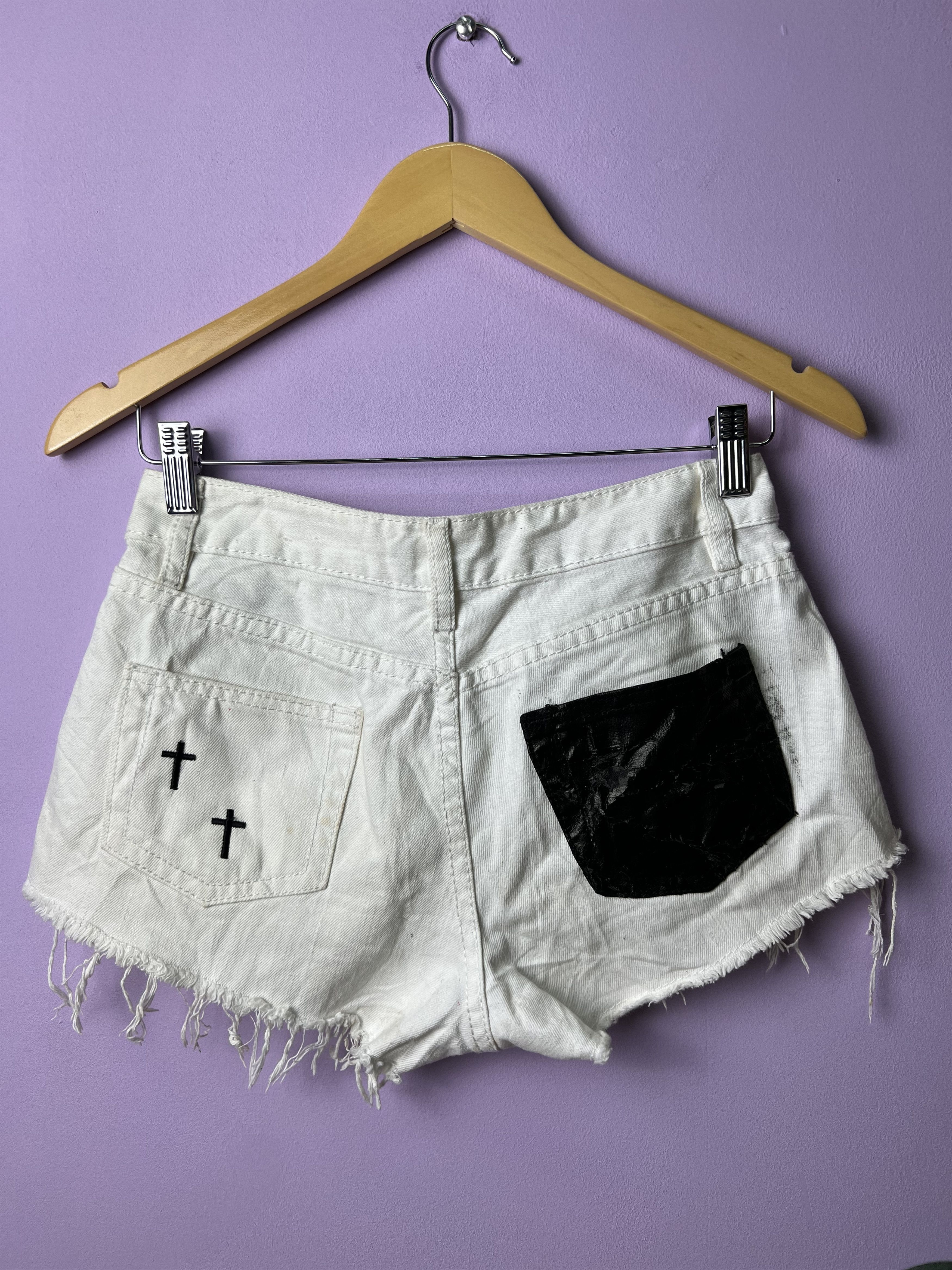 Japanese Brand 🔥Tribe Full Cross Embroidery Short Denim Size 27" / US 4 / IT 40 - 3 Thumbnail