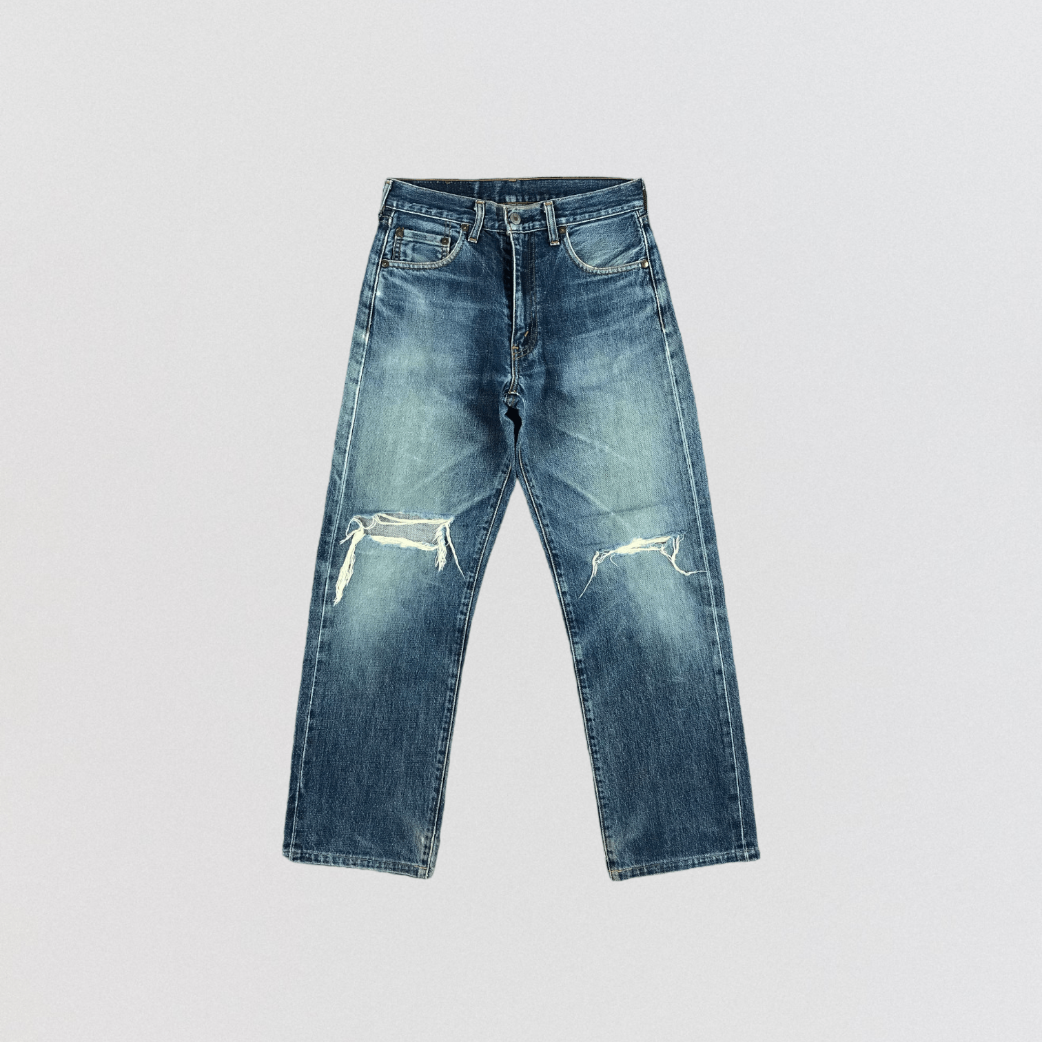Levi's × Vintage Vintage 90s Ripped Big E Levis 502 Redline Jeans-JM2141 Size US 28 / EU 44 - 1 Thumbnail
