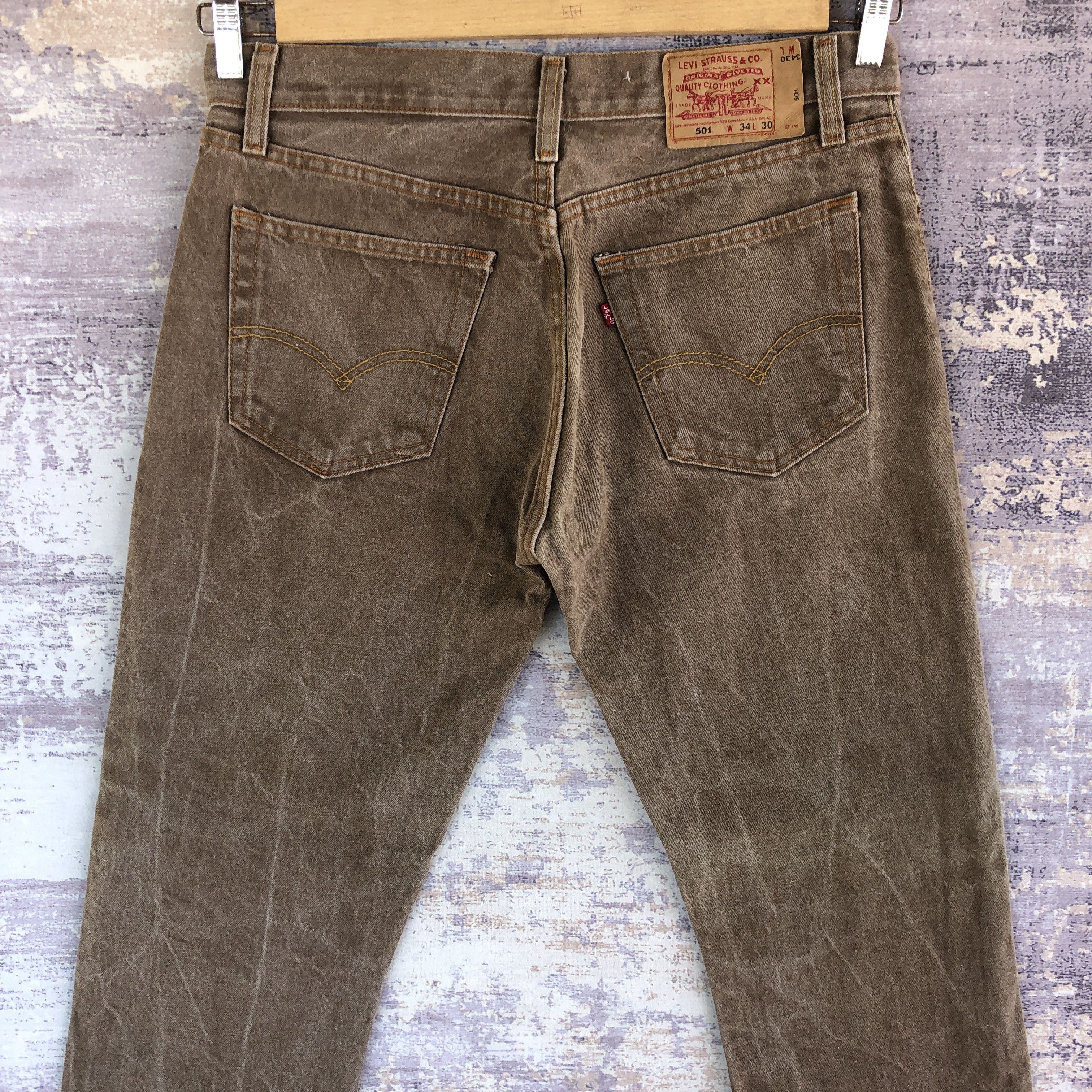 Japanese Brand × Vintage Vintage Levis Distressed Jeans Levis Earth Tone Faded Denim Size US 34 / EU 50 - 4 Thumbnail