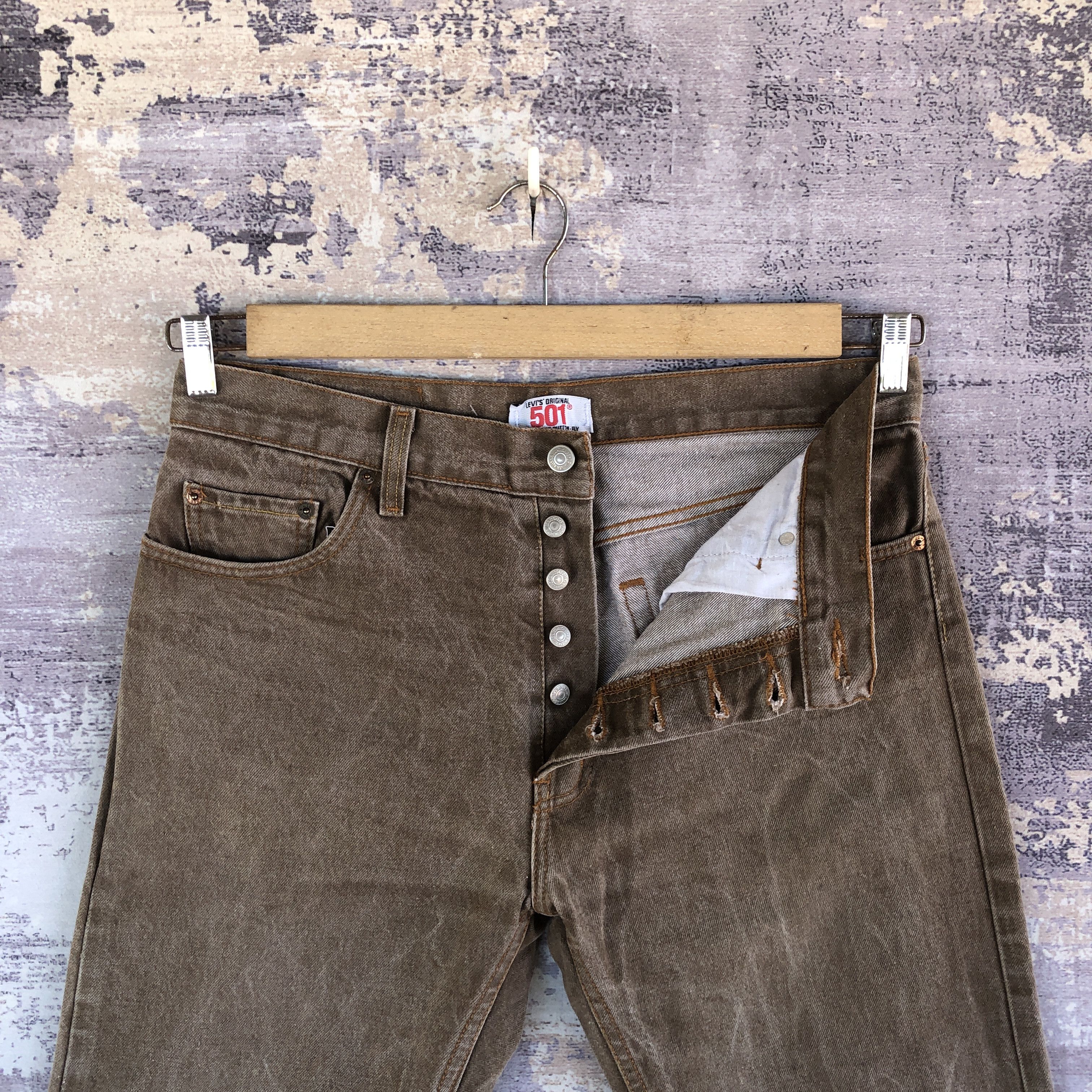 Japanese Brand × Vintage Vintage Levis Distressed Jeans Levis Earth Tone Faded Denim Size US 34 / EU 50 - 6 Thumbnail