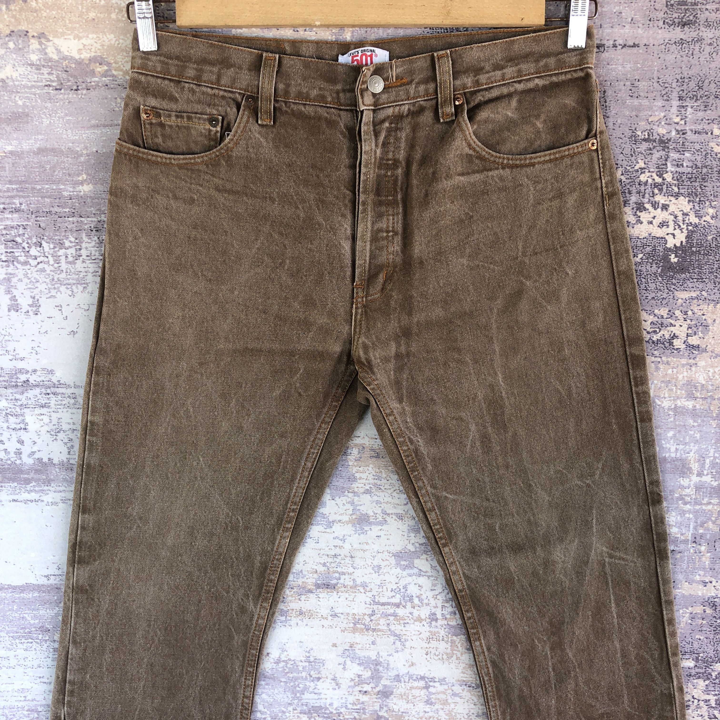 Japanese Brand × Vintage Vintage Levis Distressed Jeans Levis Earth Tone Faded Denim Size US 34 / EU 50 - 3 Thumbnail