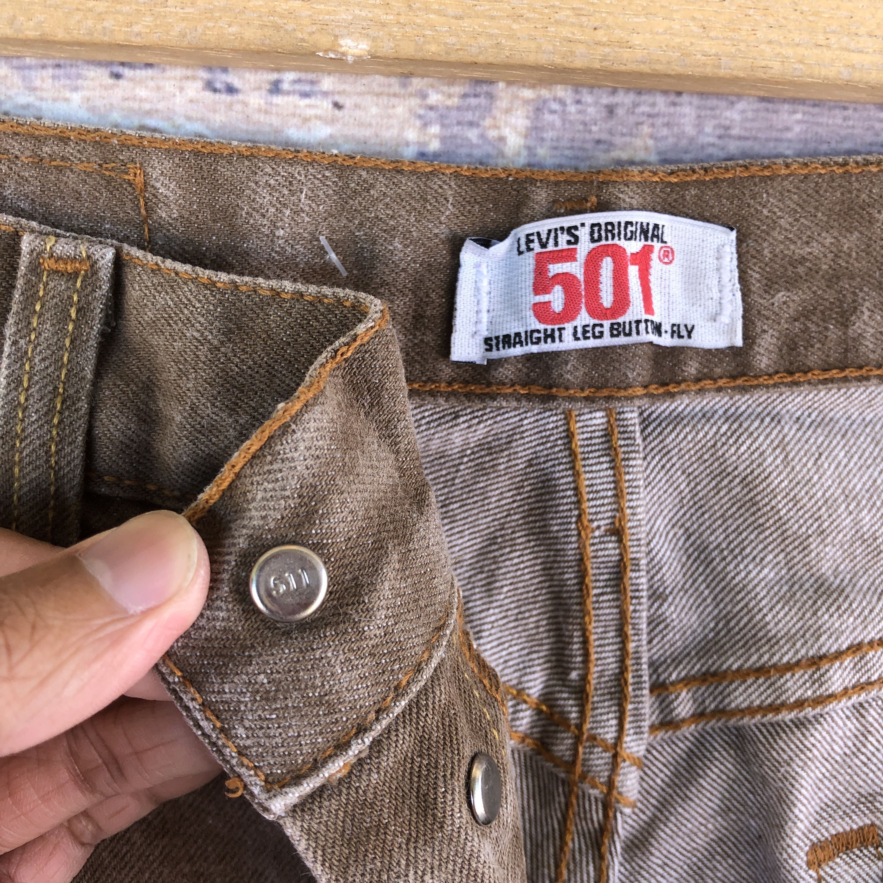 Japanese Brand × Vintage Vintage Levis Distressed Jeans Levis Earth Tone Faded Denim Size US 34 / EU 50 - 7 Thumbnail