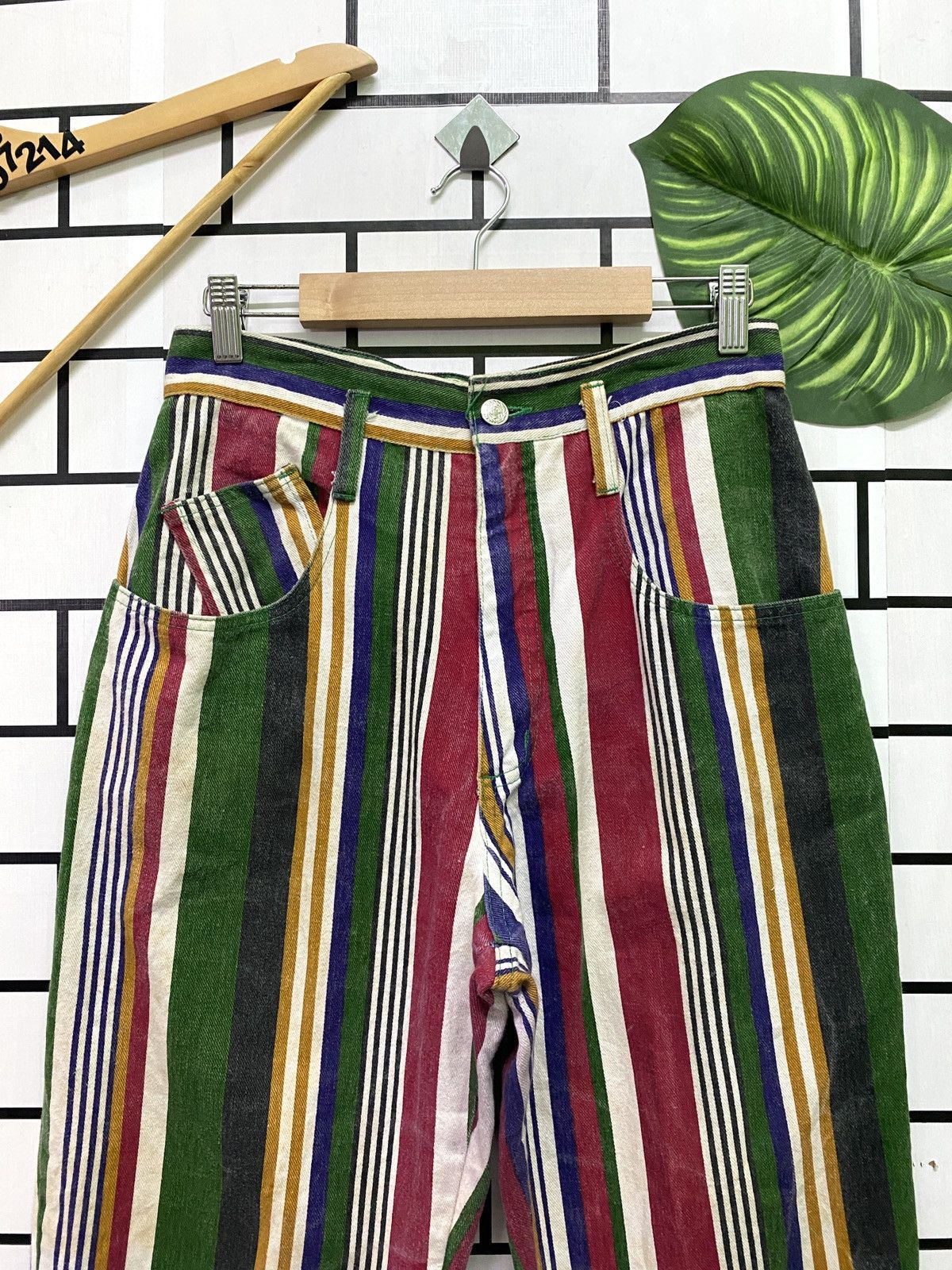 Vintage Vintage Striped Multicolour Baggy Pants Size US 27 - 3 Thumbnail