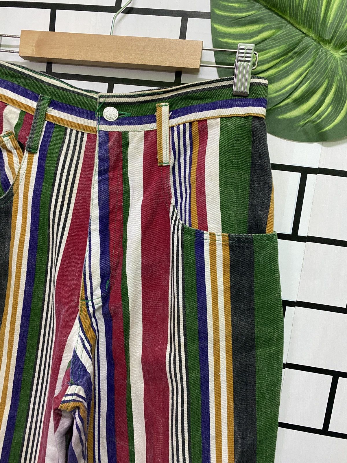 Vintage Vintage Striped Multicolour Baggy Pants Size US 27 - 5 Thumbnail