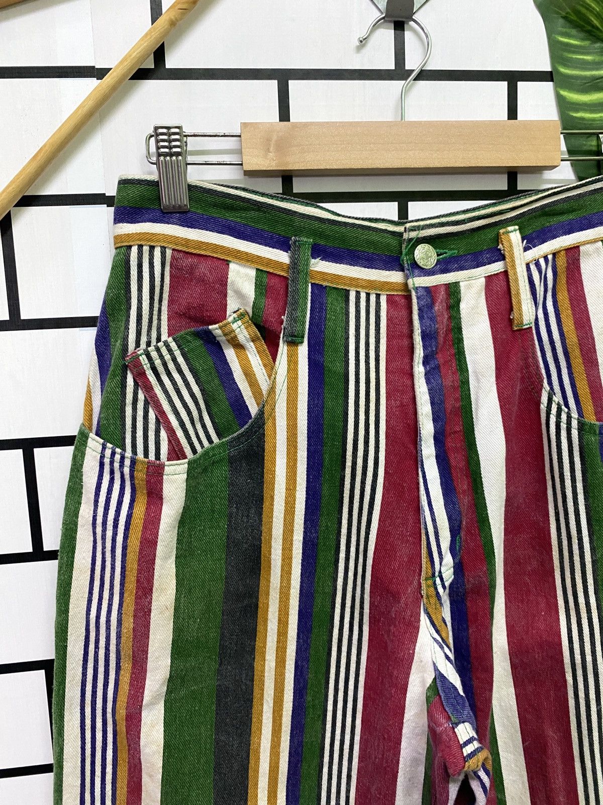 Vintage Vintage Striped Multicolour Baggy Pants Size US 27 - 4 Thumbnail