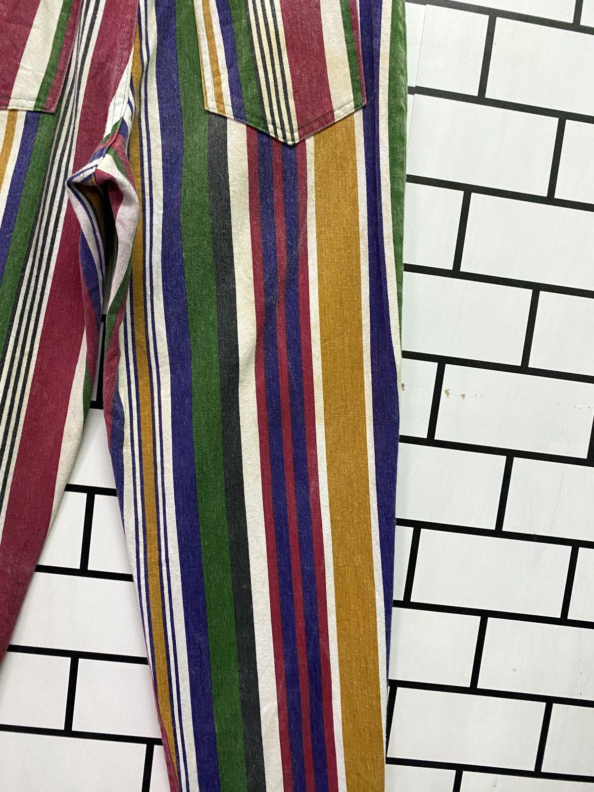 Vintage Vintage Striped Multicolour Baggy Pants Size US 27 - 16 Thumbnail