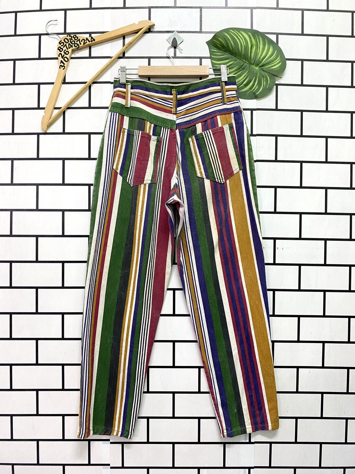 Vintage Vintage Striped Multicolour Baggy Pants Size US 27 - 2 Thumbnail