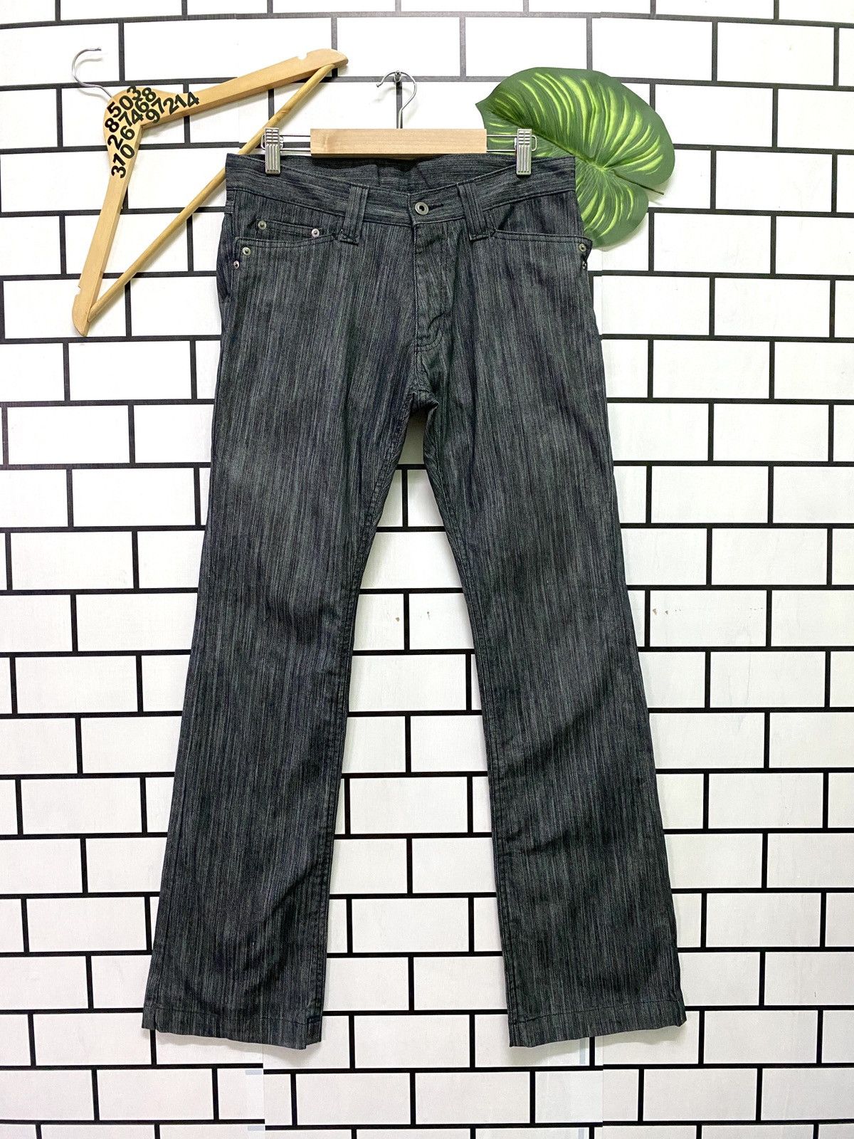 Image of Designer Vintage Japanese Male & Co Zipper Striped Flared Pants in Black, Men's (Size 31)