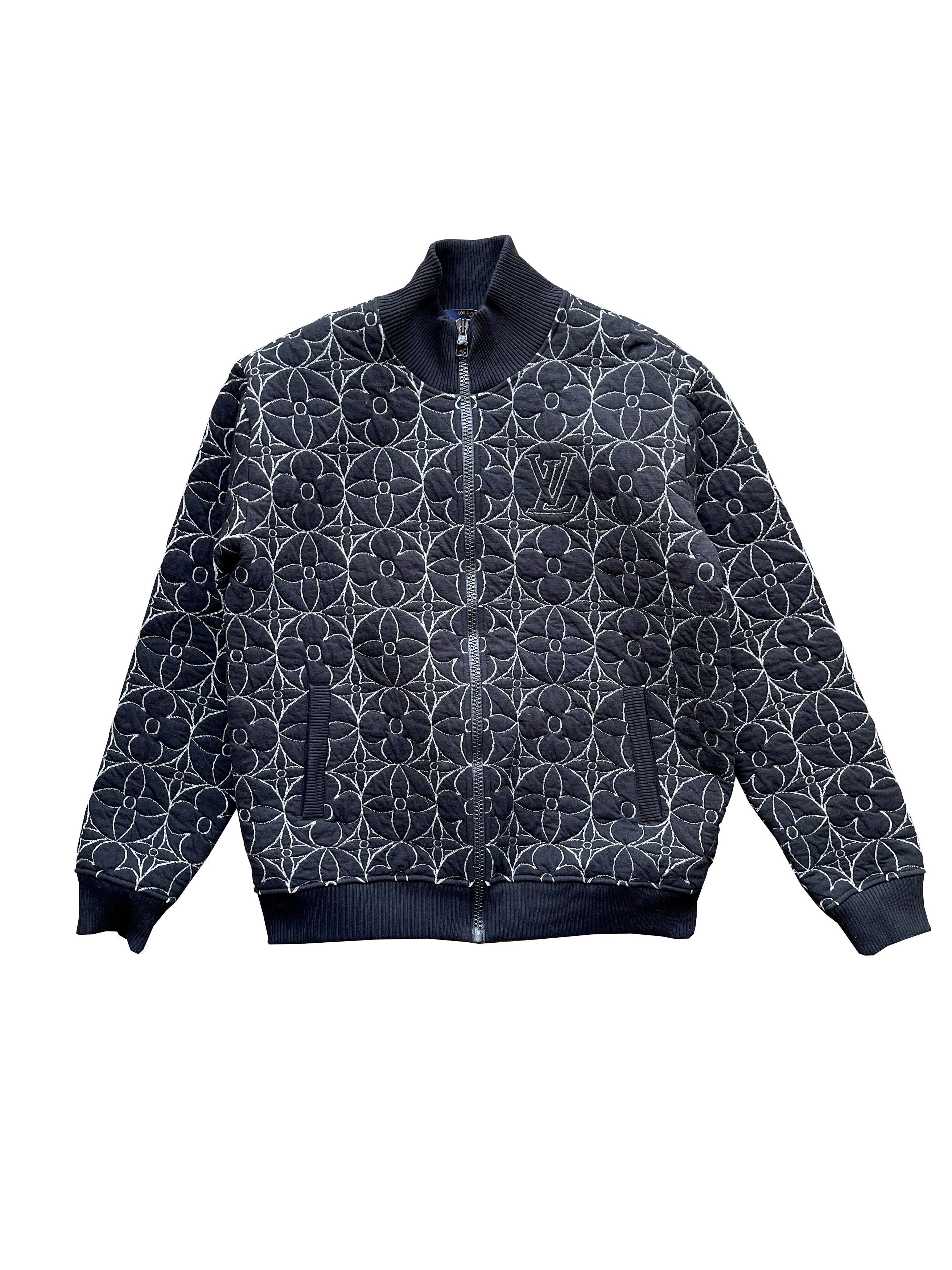 Image of Louis Vuitton X Nba Floral Bomber in Black, Men's (Size 2XL)