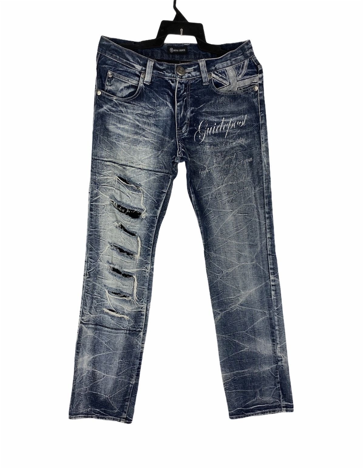 Japanese Brand × Vintage Japanese Root Three Deconstructed Distressed Denim Pants Size US 32 / EU 48 - 1 Thumbnail