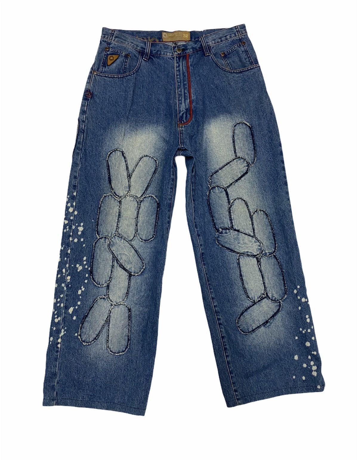 Designer Japanese Akademik Patches Style Patchwork Denim Pants