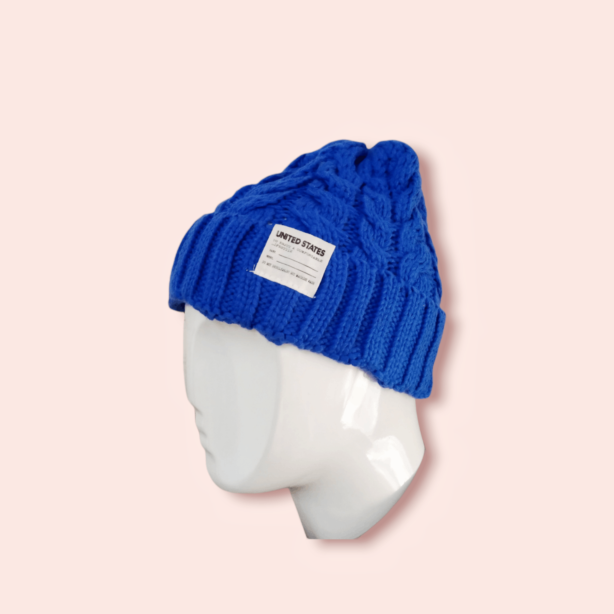 Vintage WOOL BLEND COLOURED CABLE BEANIE Size ONE SIZE - 1 Thumbnail