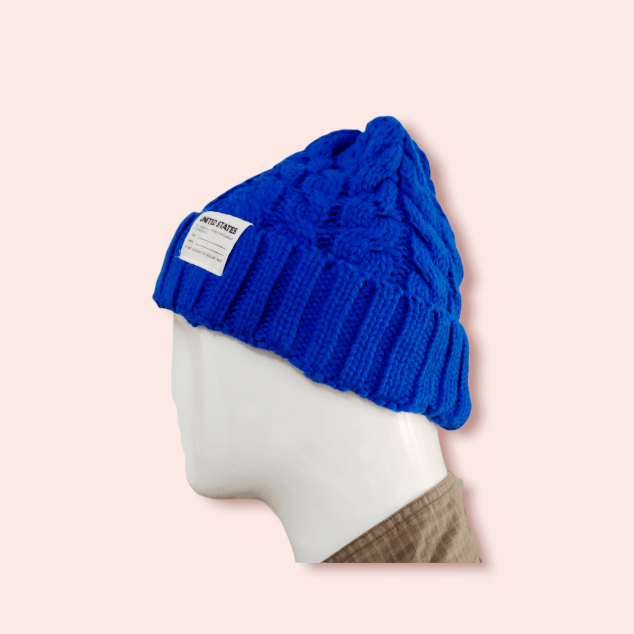 Vintage WOOL BLEND COLOURED CABLE BEANIE Size ONE SIZE - 2 Thumbnail