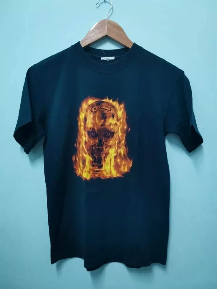image of Terminator 2 3D Movie Shirt Judgement Day in Blue, Men's (Size Small)