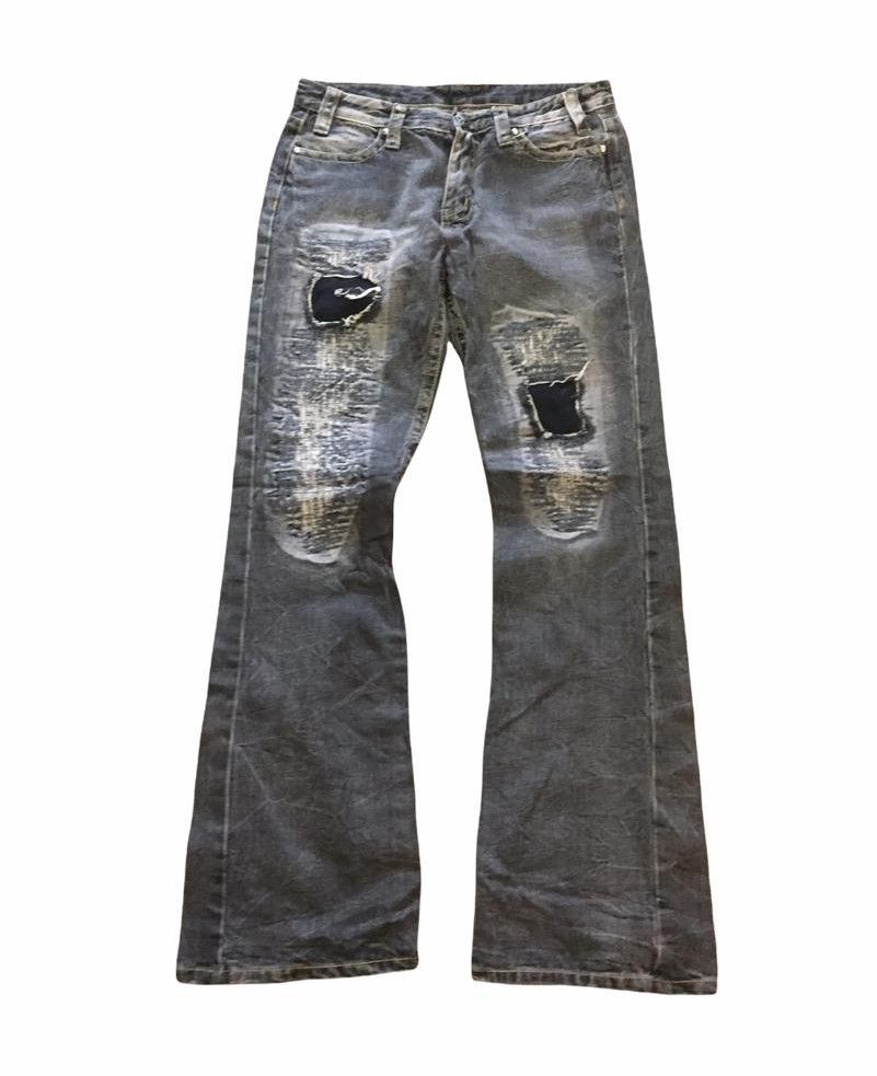 image of Distressed Denim Flare!! Distressed Repair Stone Wash Flare Denim, Men's (Size 30)