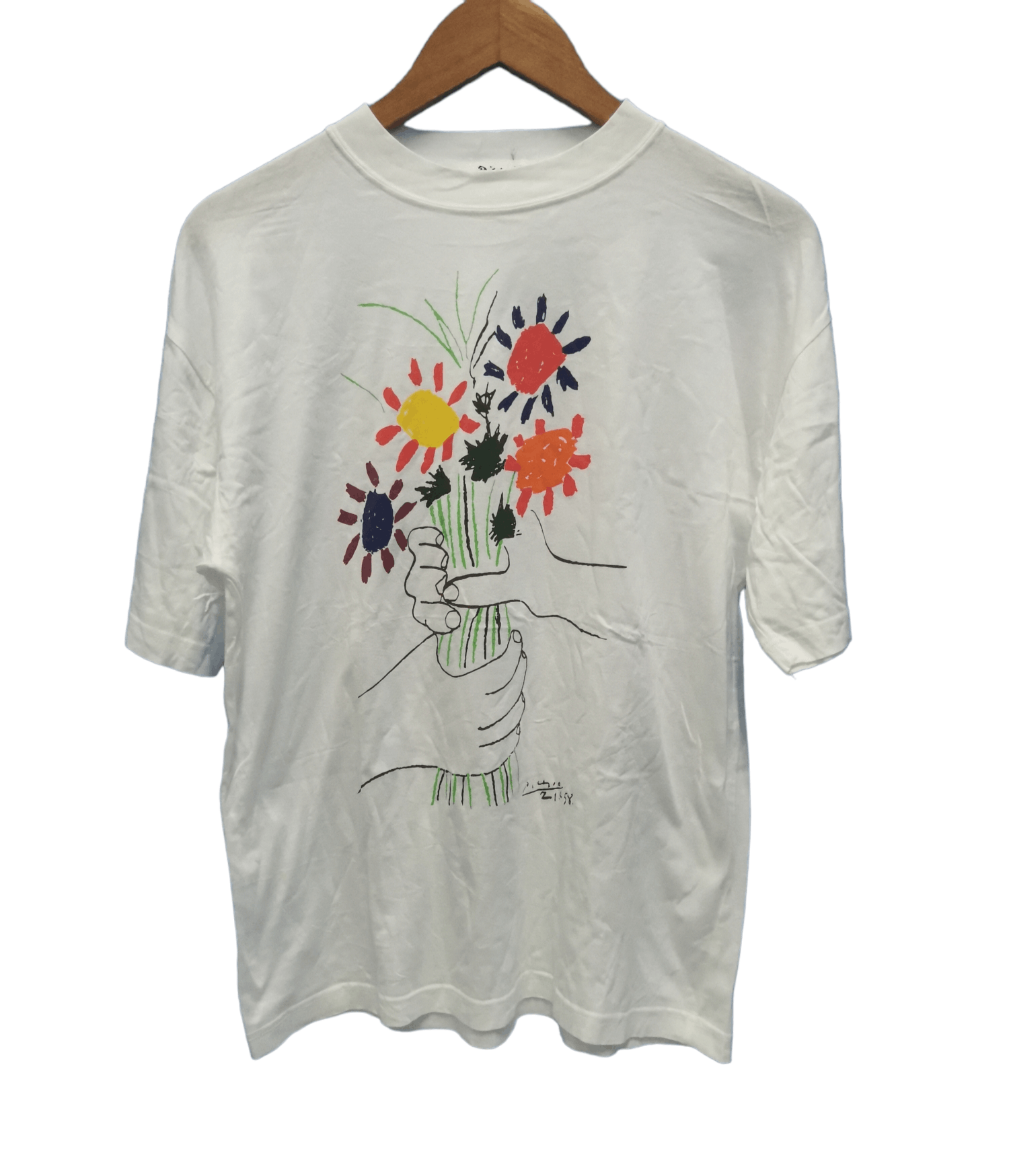 Other Vintage Picasso Flowers Painting Tee Art Designer Graffiti Size US M / EU 48-50 / 2 - 2 Thumbnail